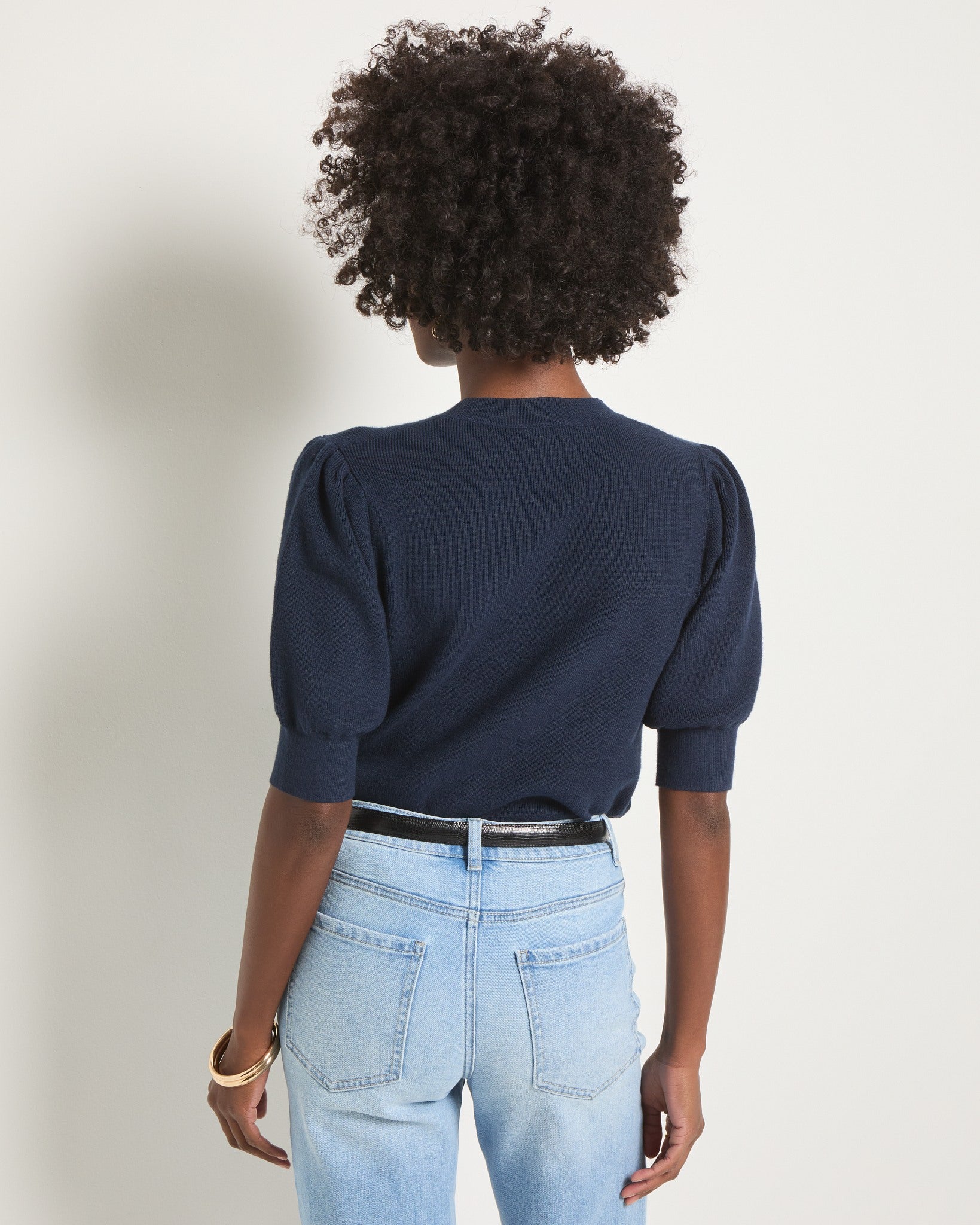 Navy $|& SEAS Pacific Puff Short Sleeve Crew Neck - SOF Back