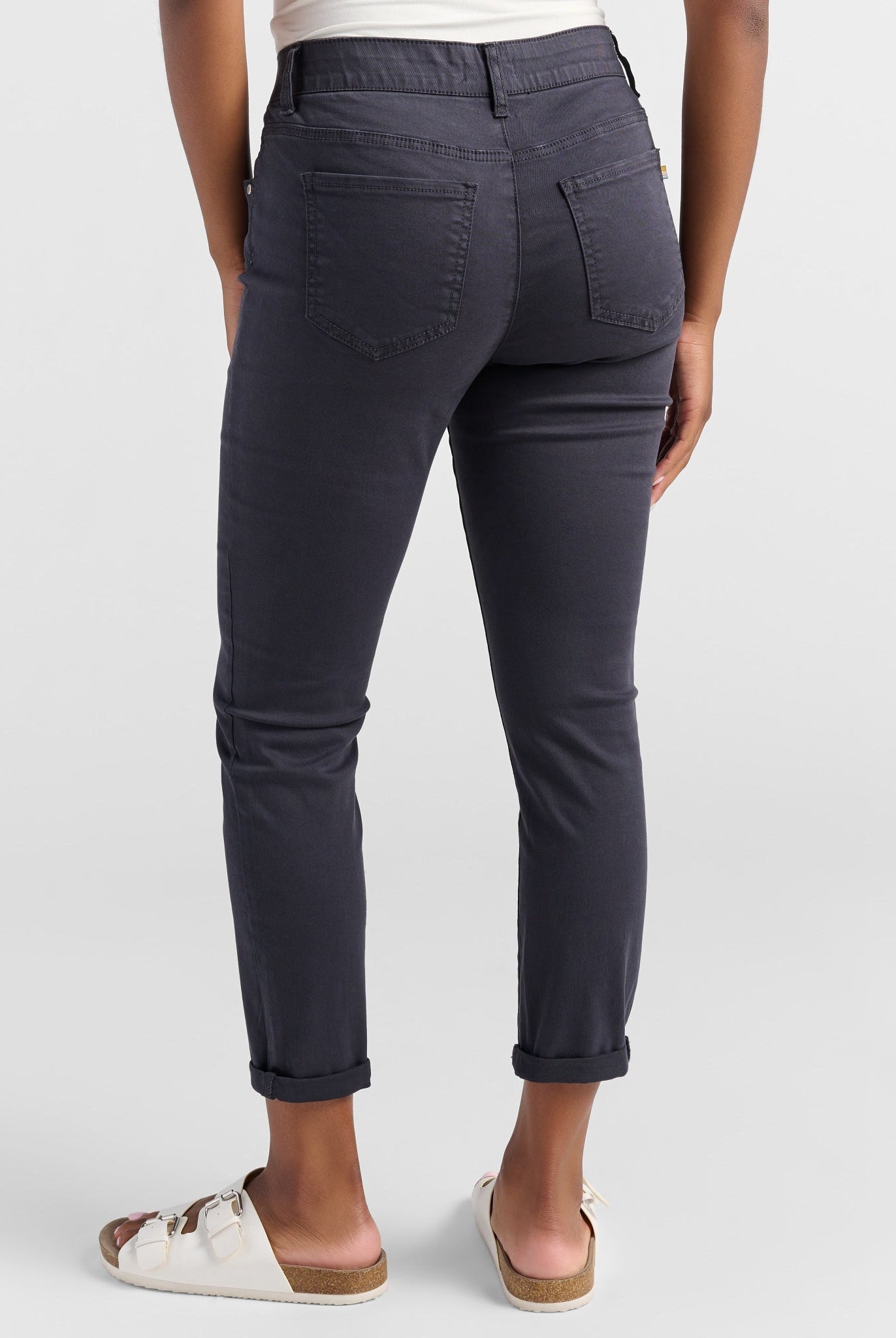 Charcoal $|& SEAS Cyndi Cuffed Ankle Skinny Jeans - SOF Back