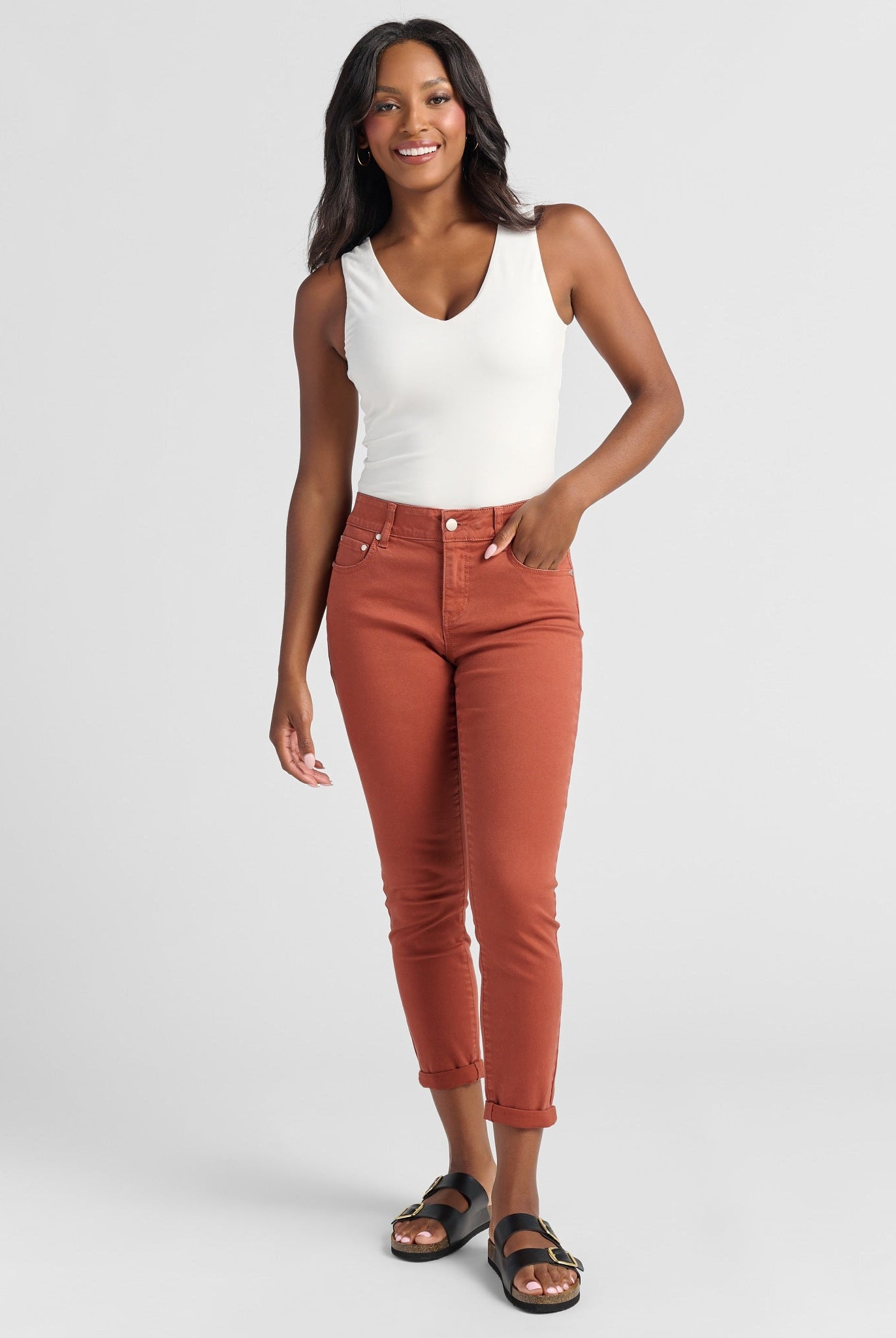 Maple Syrup $|& SEAS Cyndi Cuffed Ankle Skinny Jeans - SOF Full Front