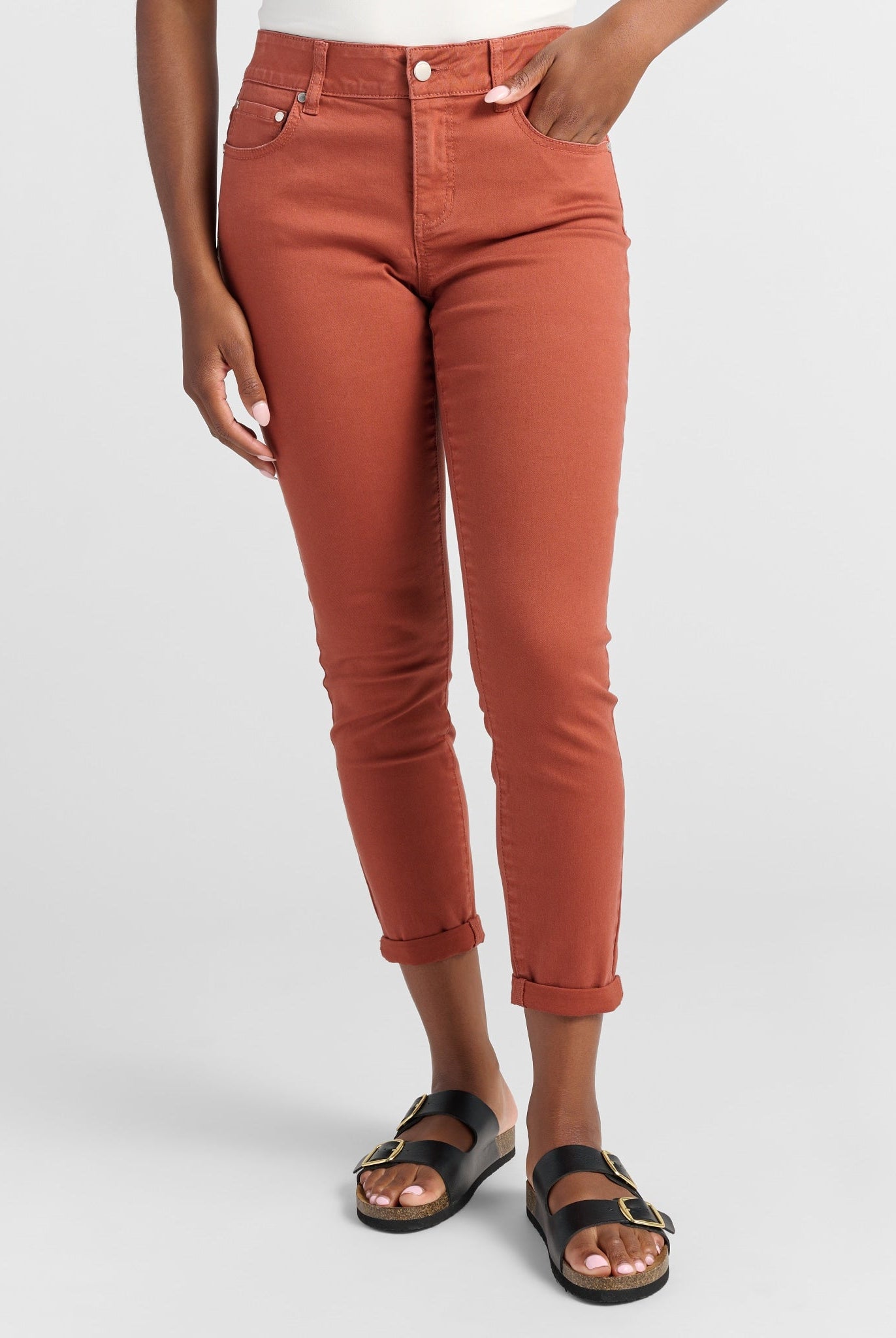 Maple Syrup $|& SEAS Cyndi Cuffed Ankle Skinny Jeans - SOF Front