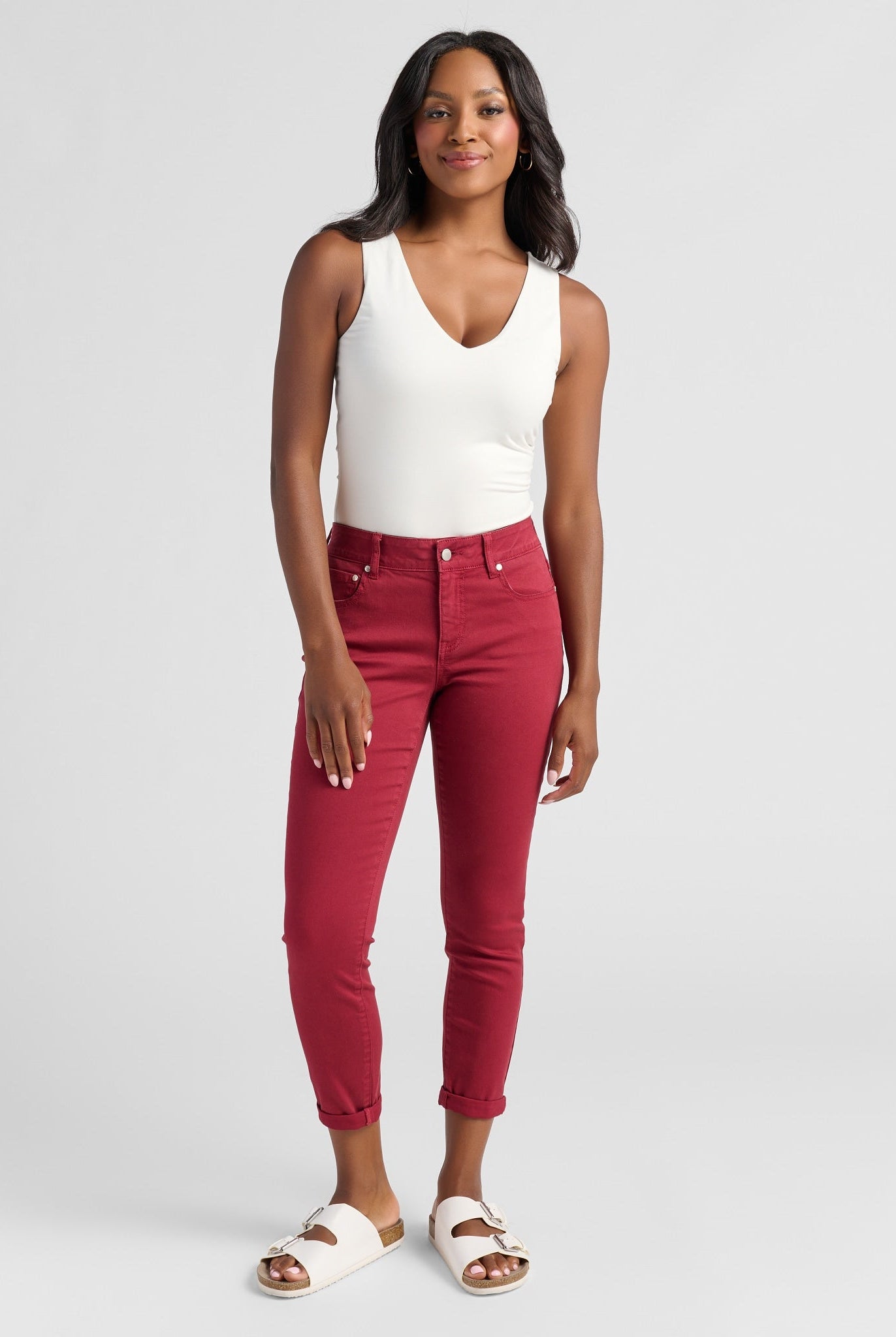 Rosewood $|& SEAS Cyndi Cuffed Ankle Skinny Jeans - SOF Full Front