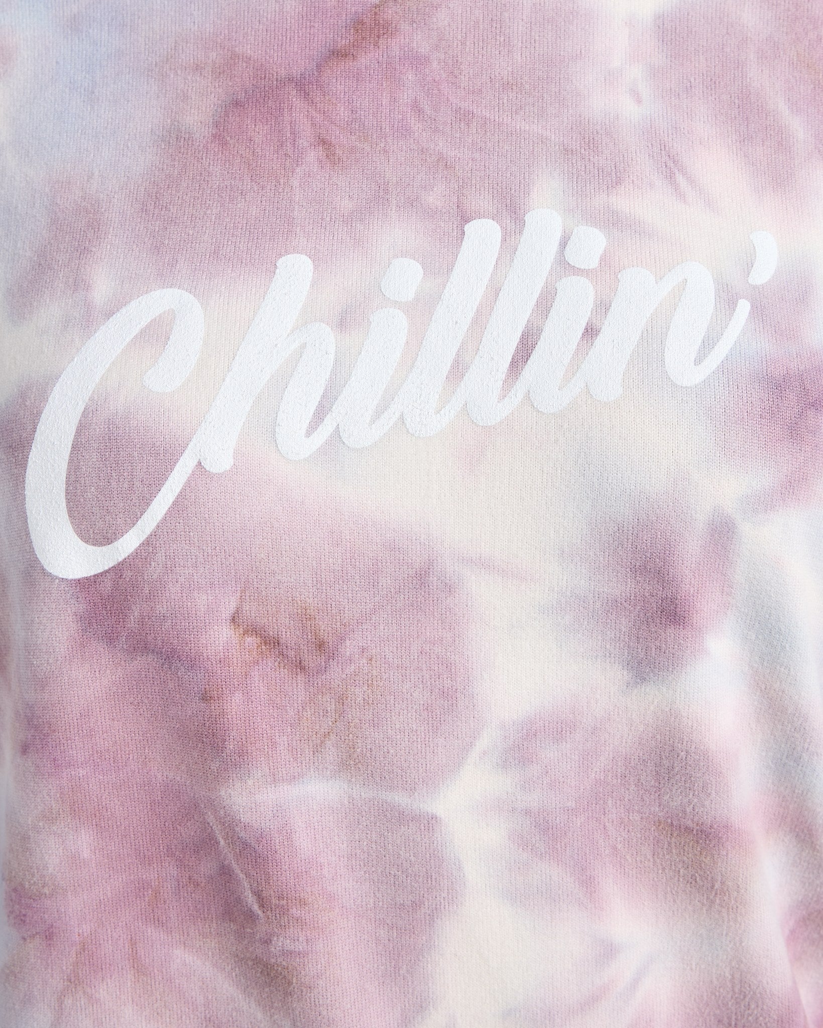 Icy Mauve $|& SEAS Tie Dye Chillin' Sweater Knit Graphic Pullover - SOF Detail