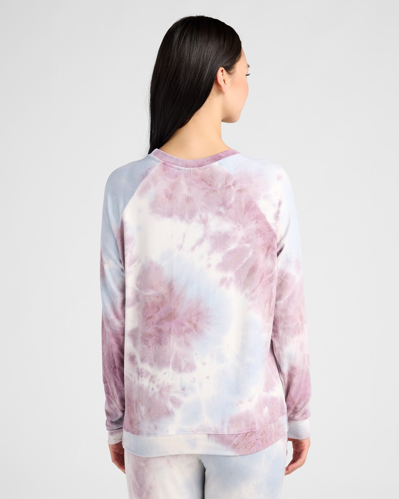 Icy Mauve $|& SEAS Tie Dye Chillin' Sweater Knit Graphic Pullover - SOF Back
