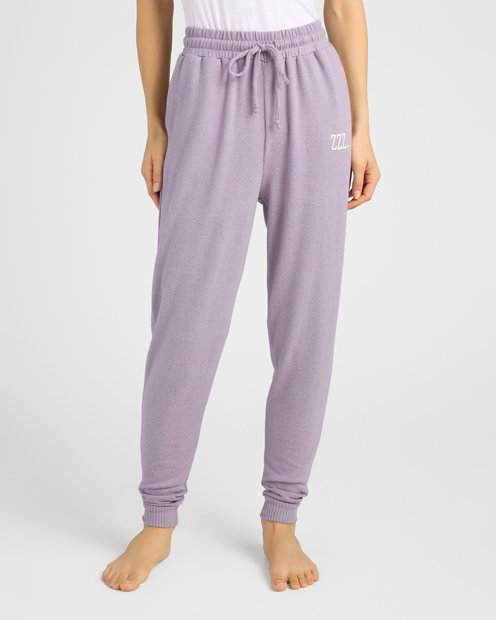 Heather Purple Sage $|& SEAS Shoreline Hacci "ZZZ" Graphic Jogger - SOF Front