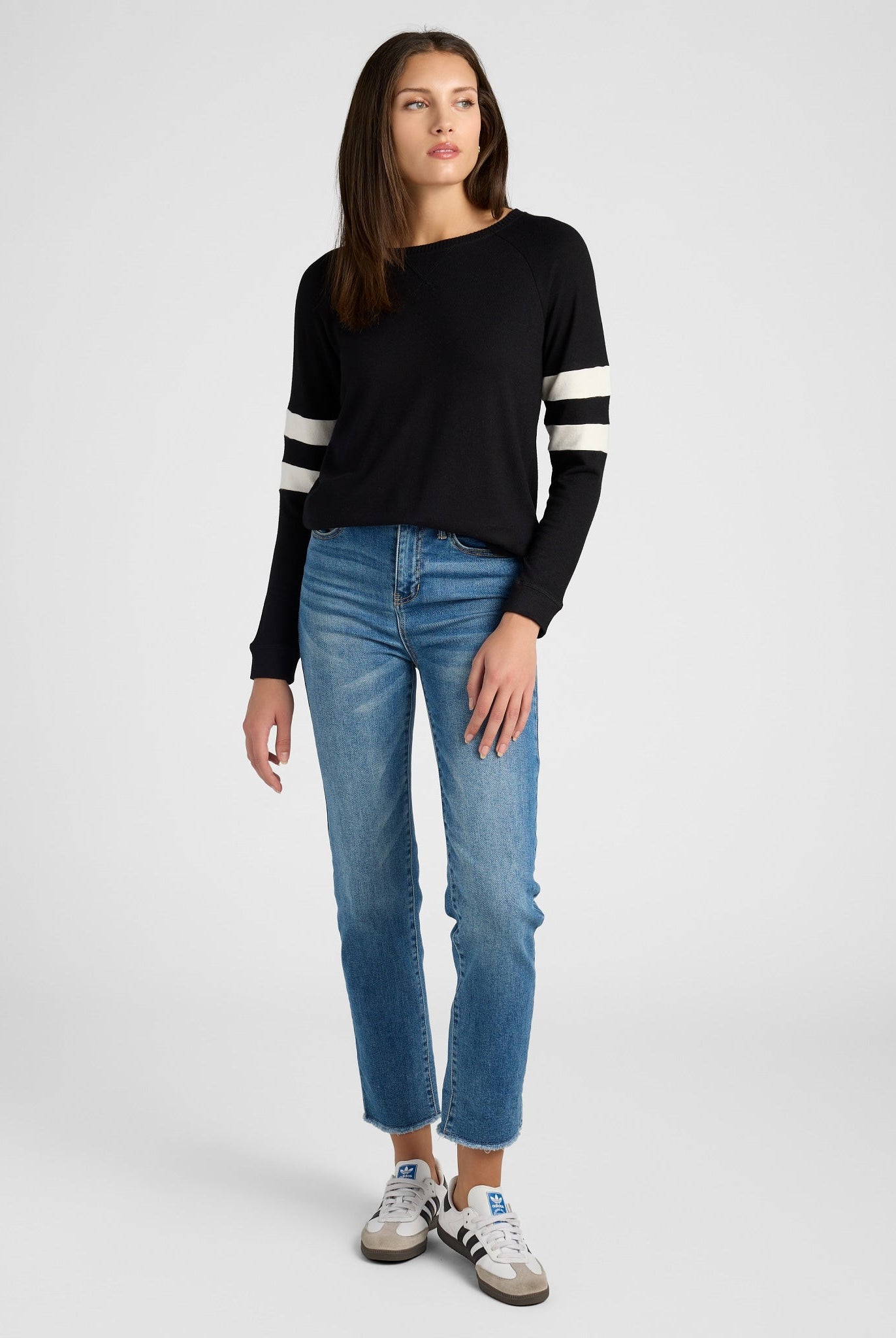 Black/Cream $|& SEAS Shoreline Varsity Cozy Top - SOF Full Front