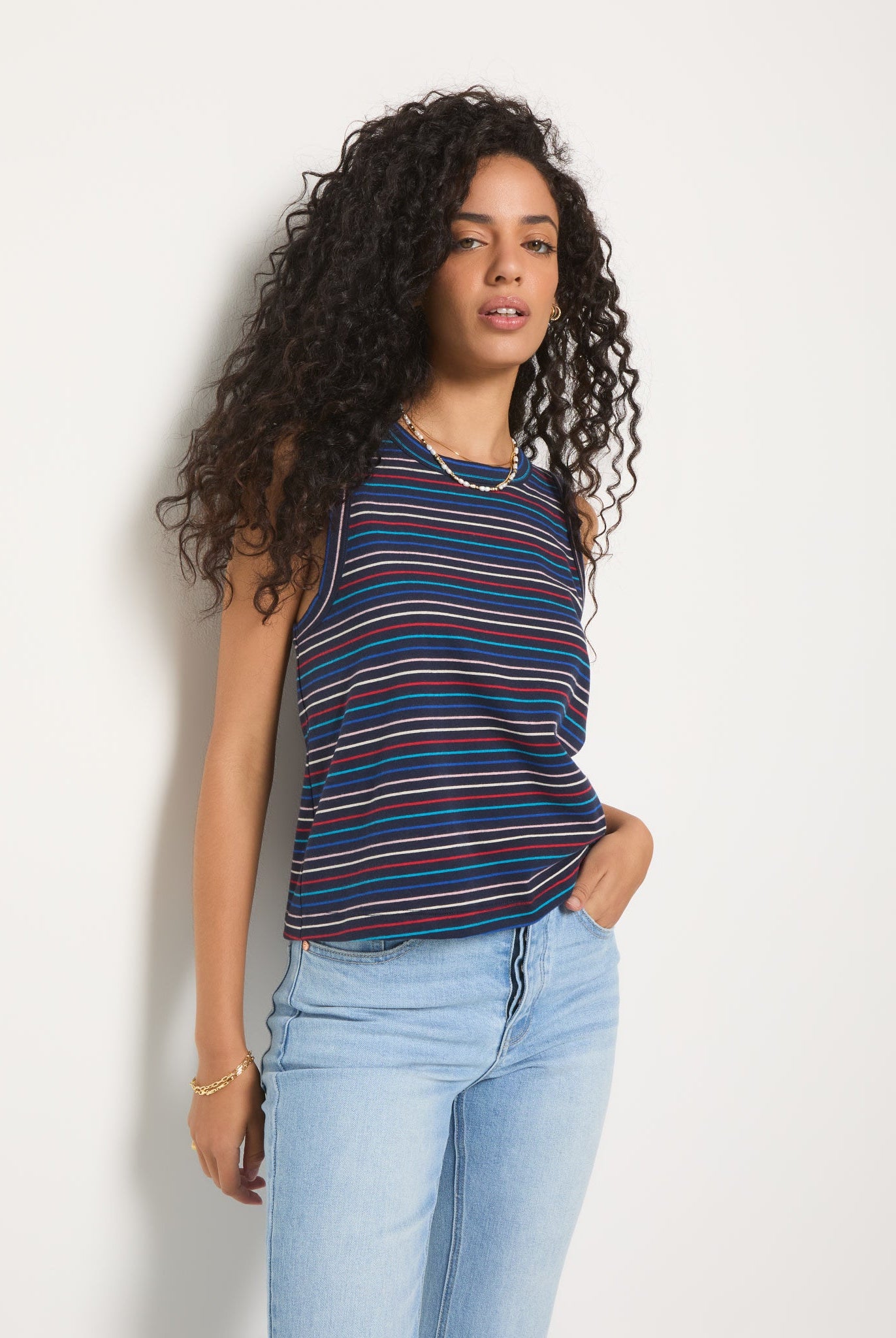Mariner Midnight Multi Stripe $|& SEAS Together Again Tank - SOF Front