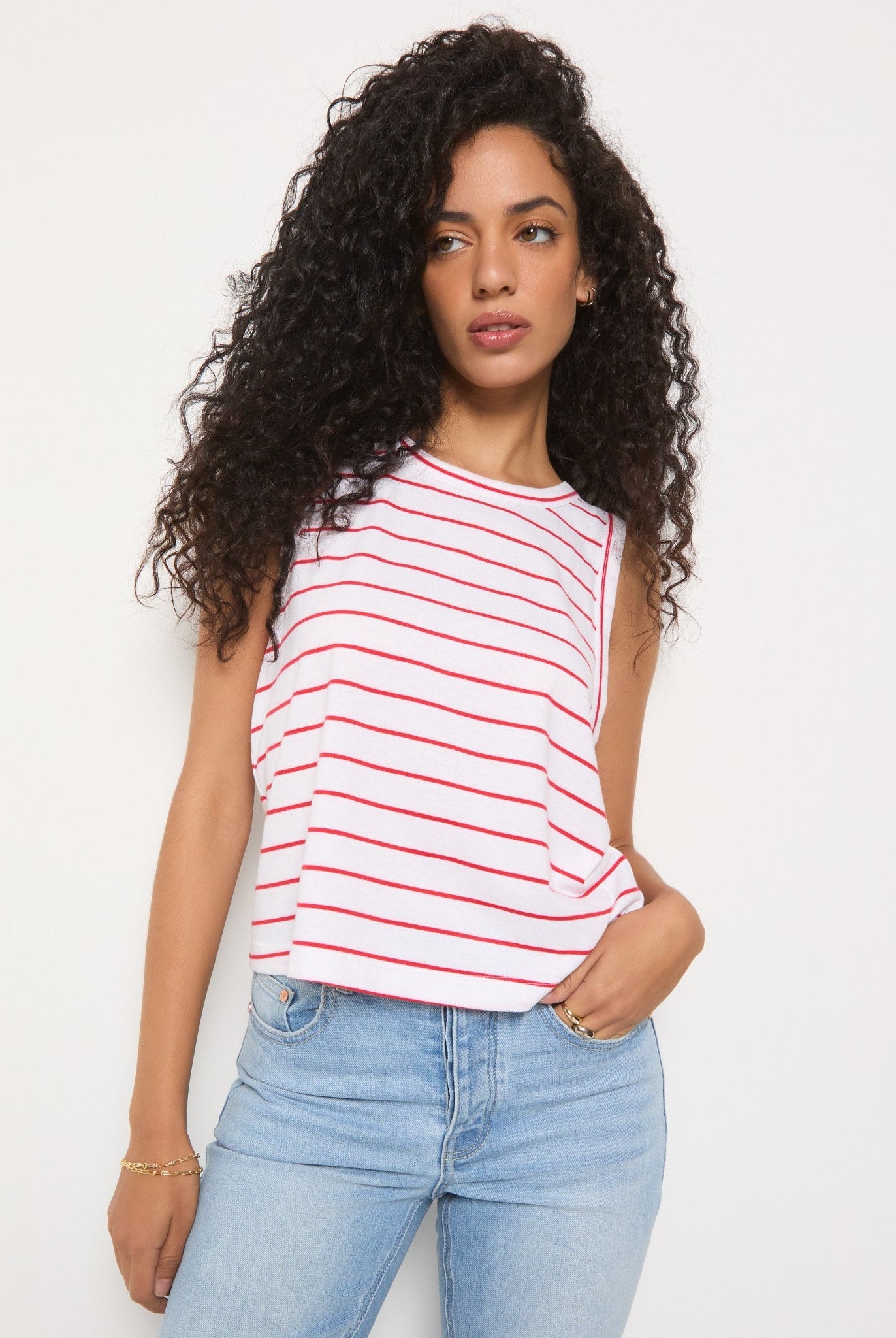 Cherry Stripe $|& SEAS Together Again Tank - SOF Front