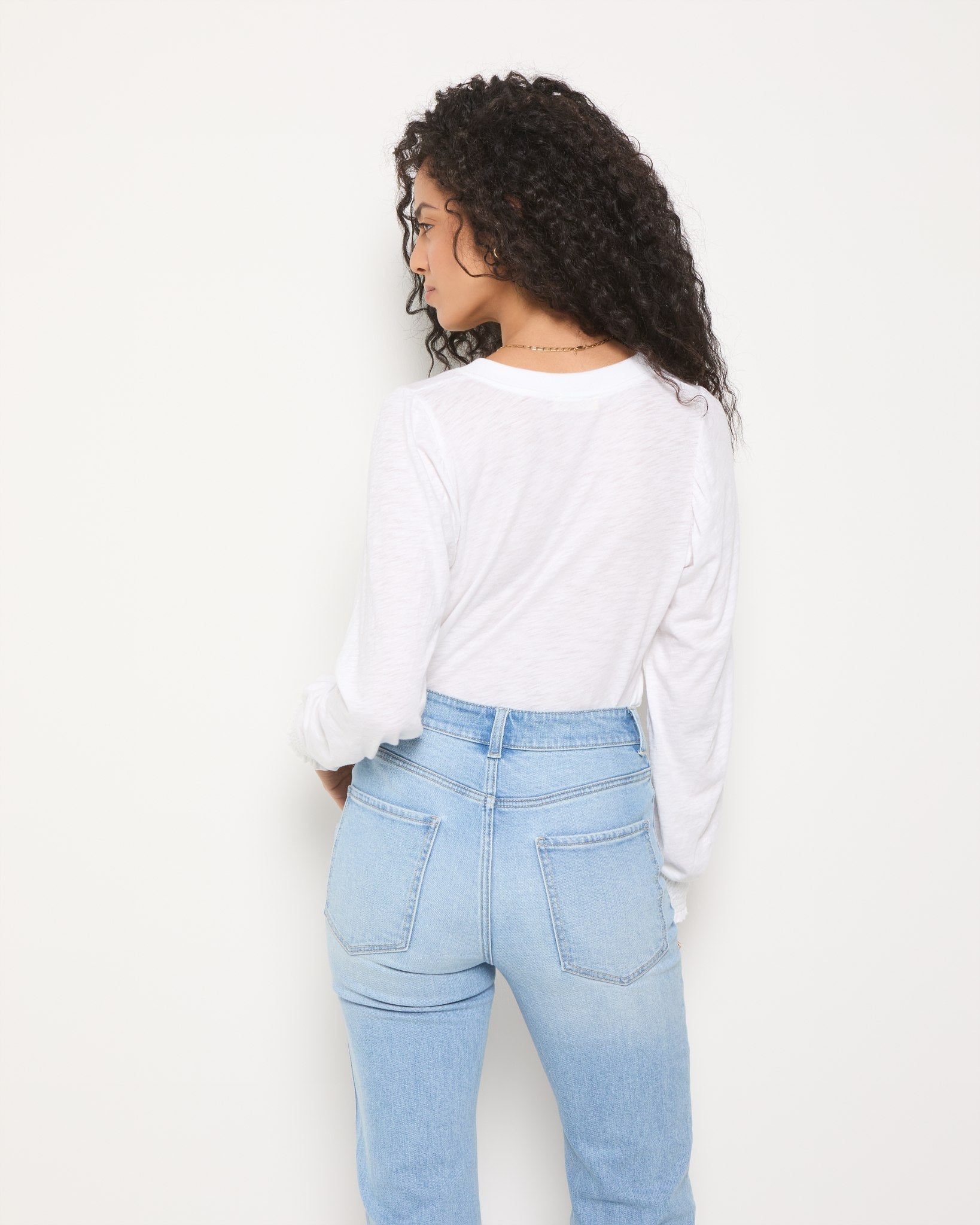 White $|& SEAS Sandbar Puff Sleeve Top - SOF Back