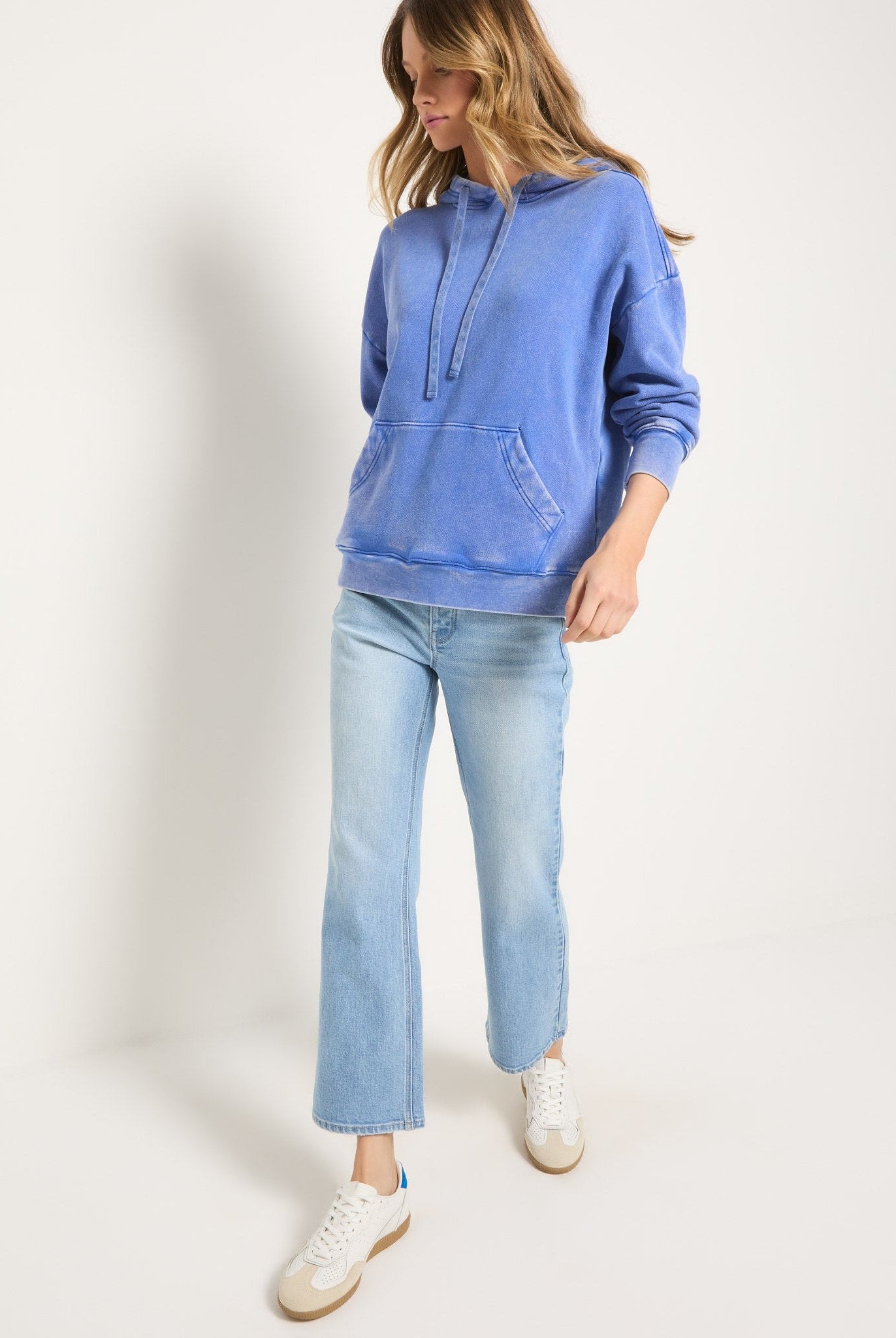 Washed Cobalt $|& SEAS Bayside Mineral Wash Hoodie - VOF Front