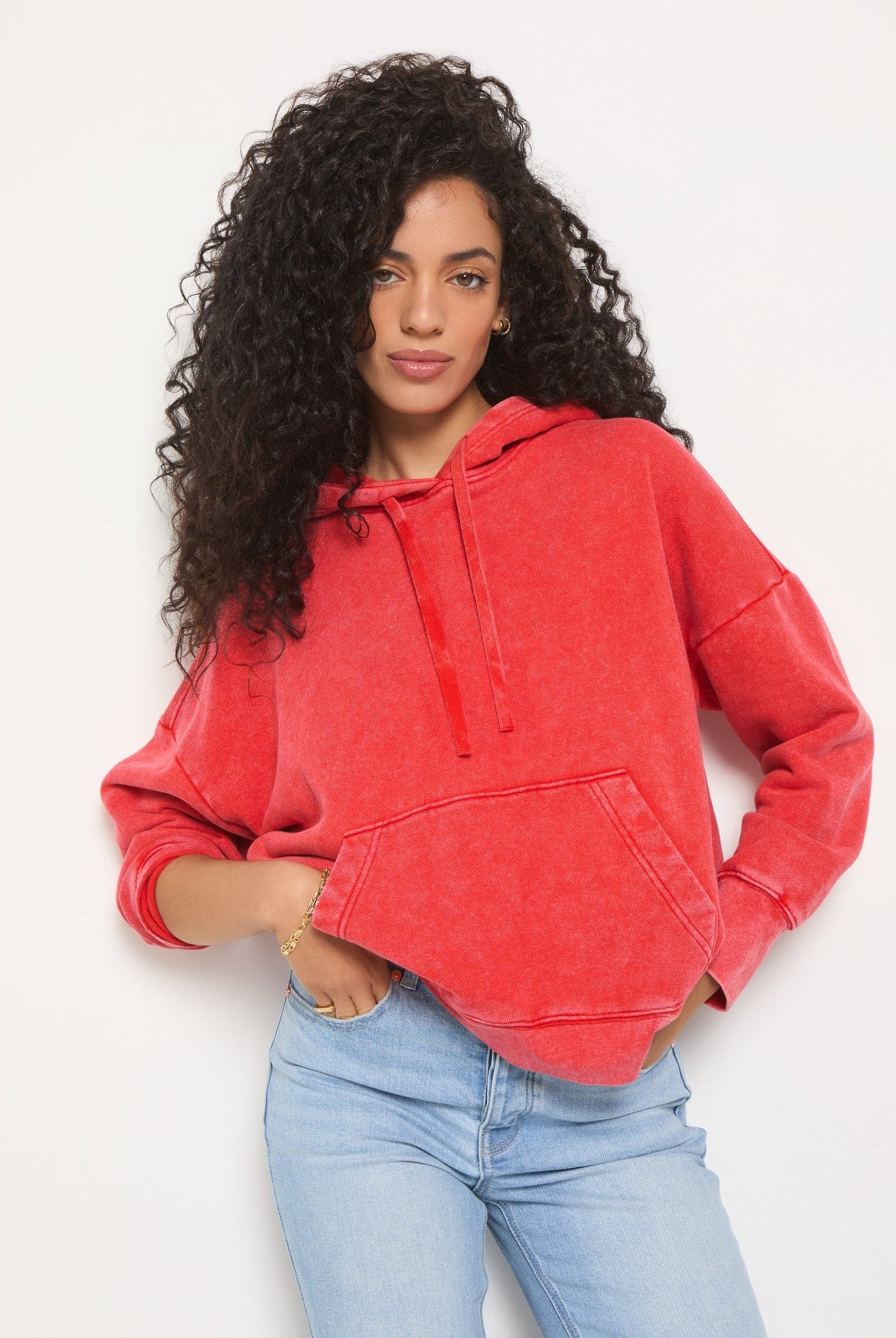 Washed Cherry $|& SEAS Bayside Mineral Wash Hoodie - VOF Front