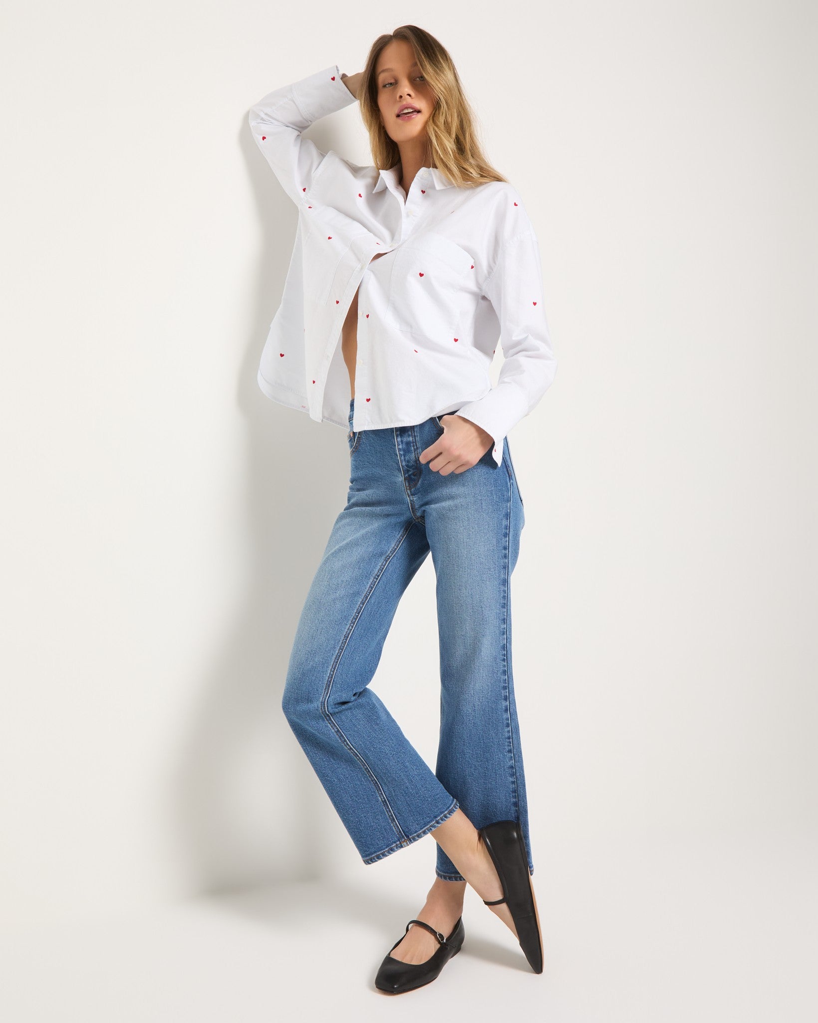 White Heart $|& SEAS Jetty Button Up Shirt - SOF Full Front