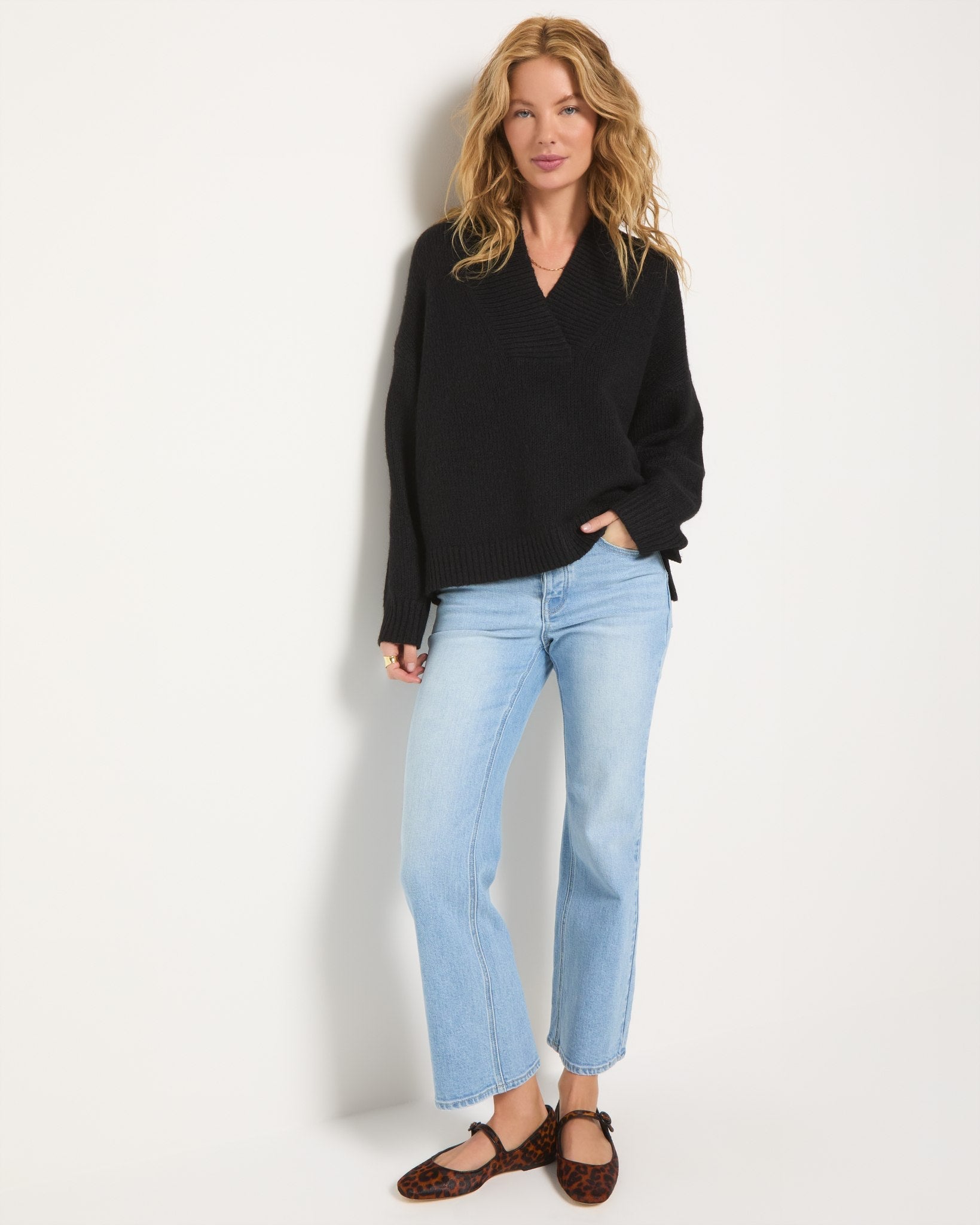 Black $|& SEAS Breeze V-Neck Sweater - UGC On Fig