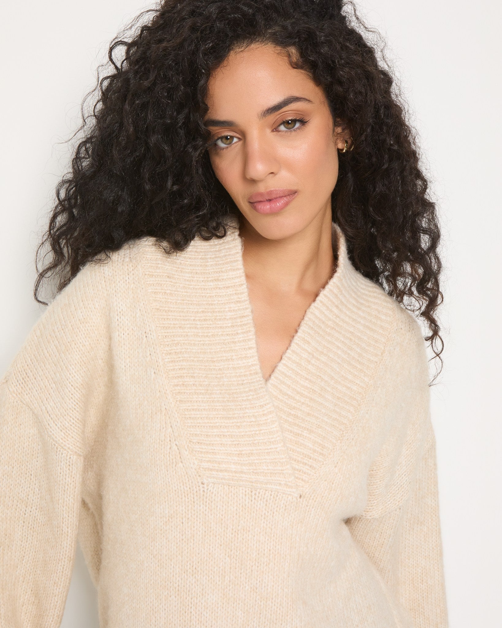 Birch $|& SEAS Breeze V-Neck Sweater - SOF Full Front