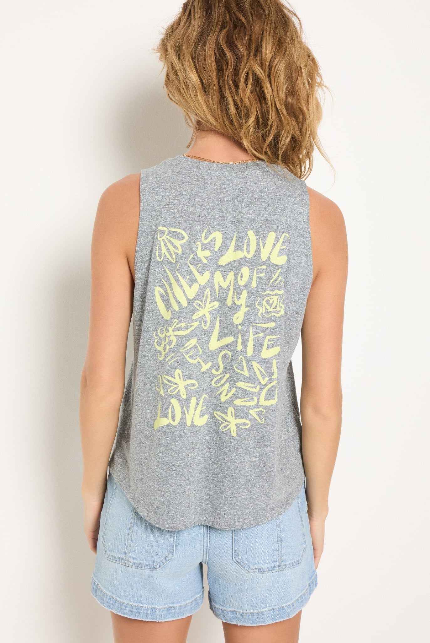 Heather Grey $|& SEAS Grace Fleur Muscle Tank - SOF Back