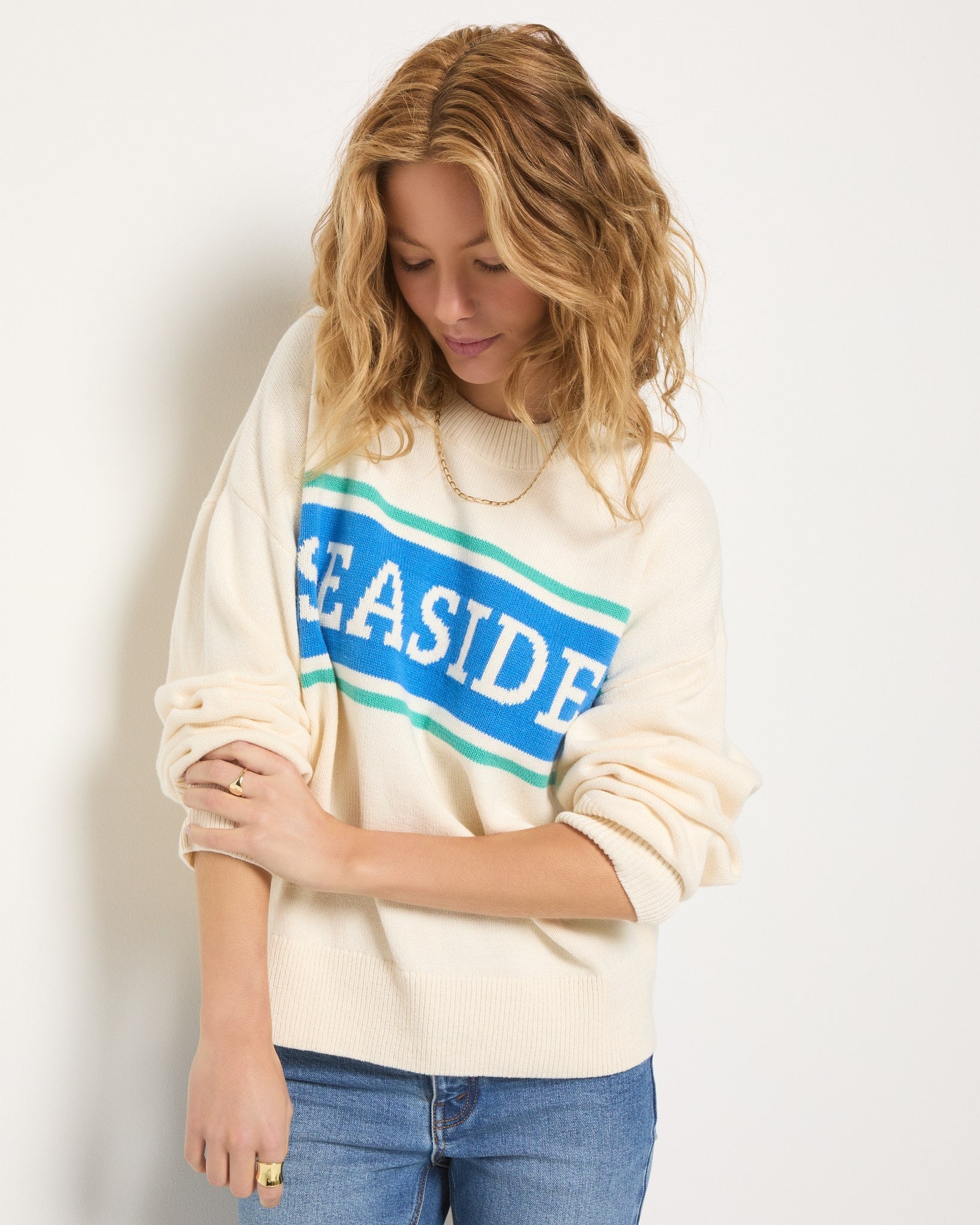 Cream $|& SEAS Summit Seaside Crew Neck Sweater - SOF Front