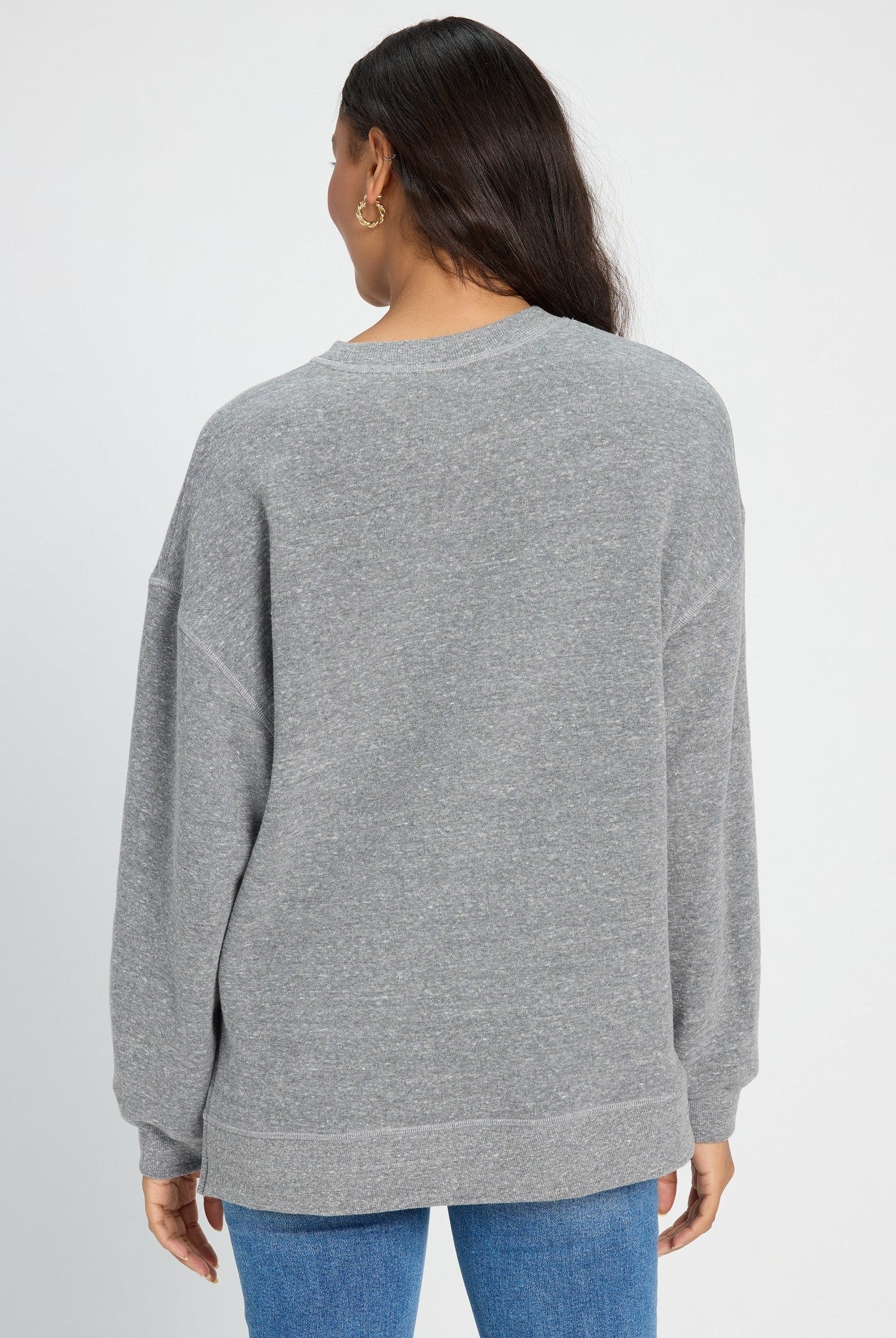 Heather Grey $|& SEAS Waves Step Hem Sweatshirt - SOF Back