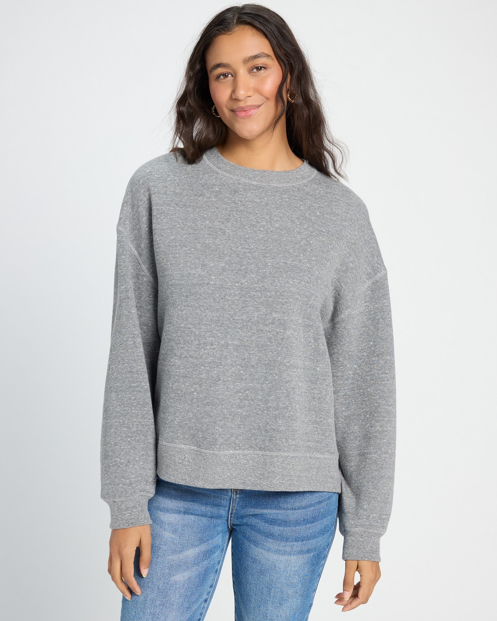 Heather Grey $|& SEAS Waves Step Hem Sweatshirt - SOF Front