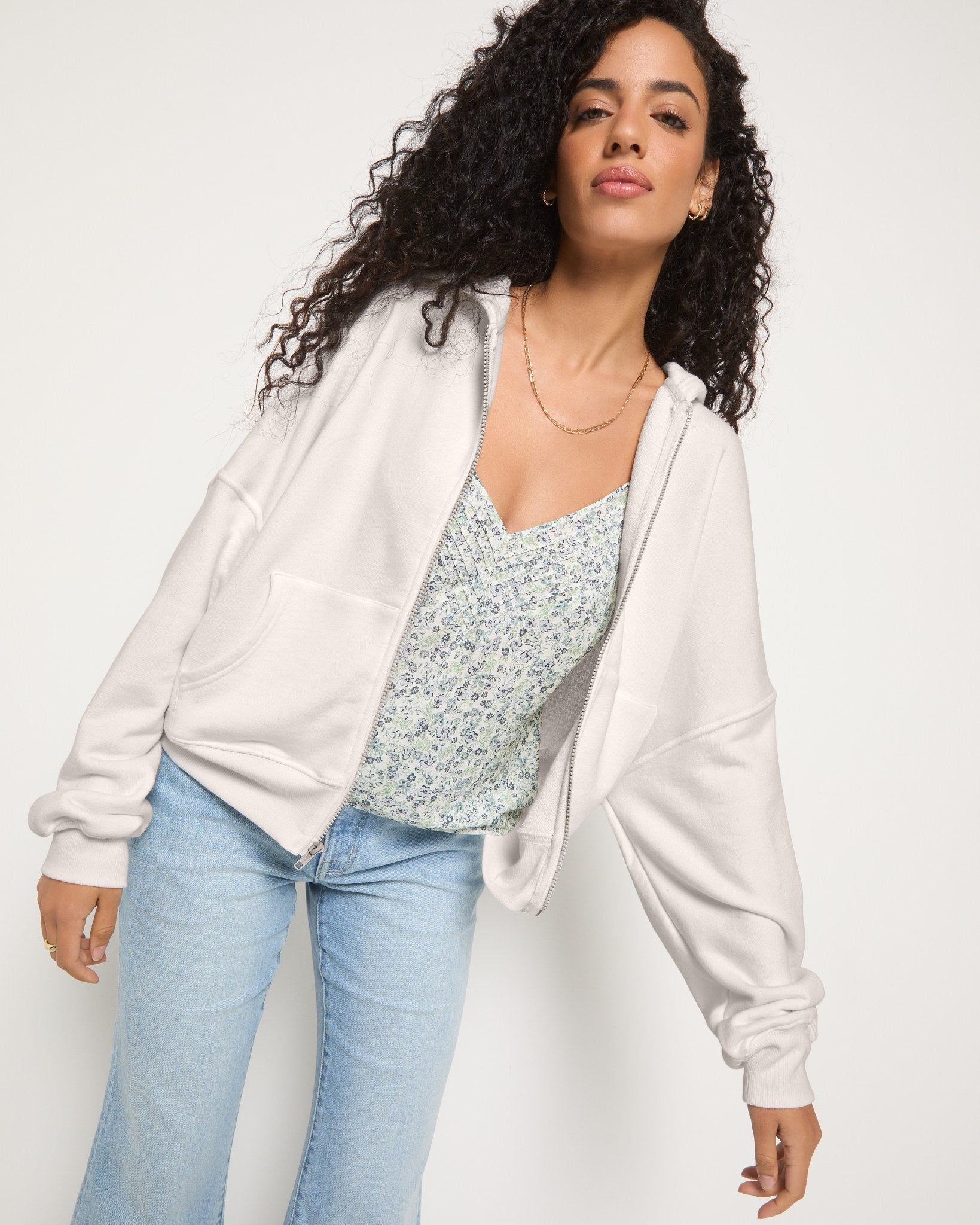 Cream $|& SEAS Reef Tide Zip Hoodie - VOF Front