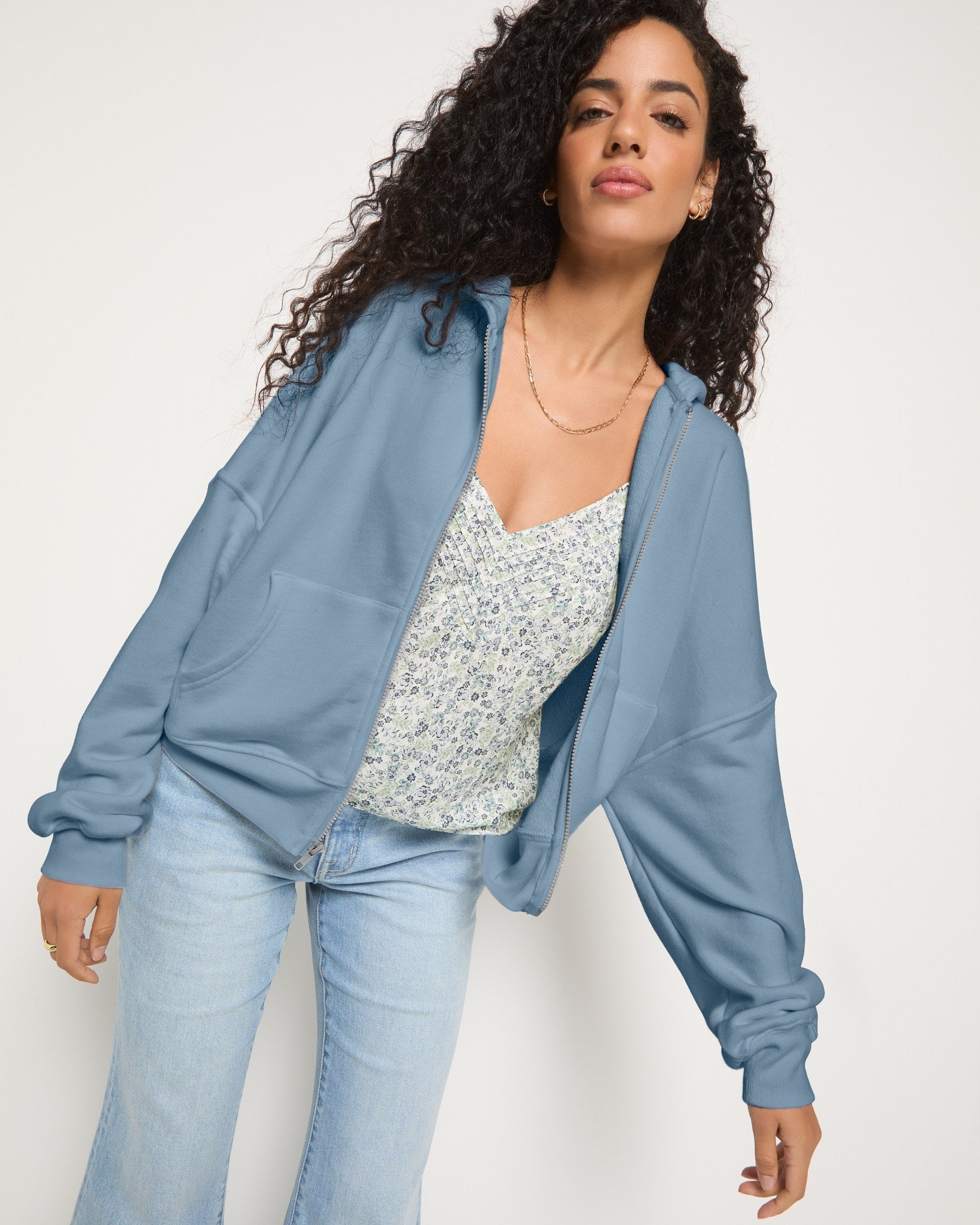 French Blue $|& SEAS Reef Tide Zip Hoodie - VOF Front