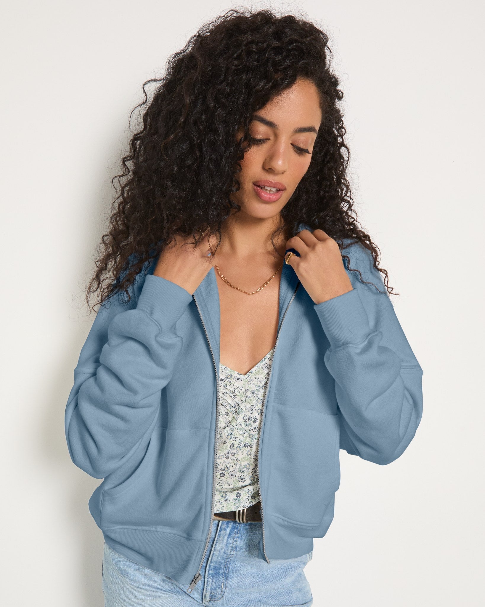 French Blue $|& SEAS Reef Tide Zip Hoodie - SOF Front