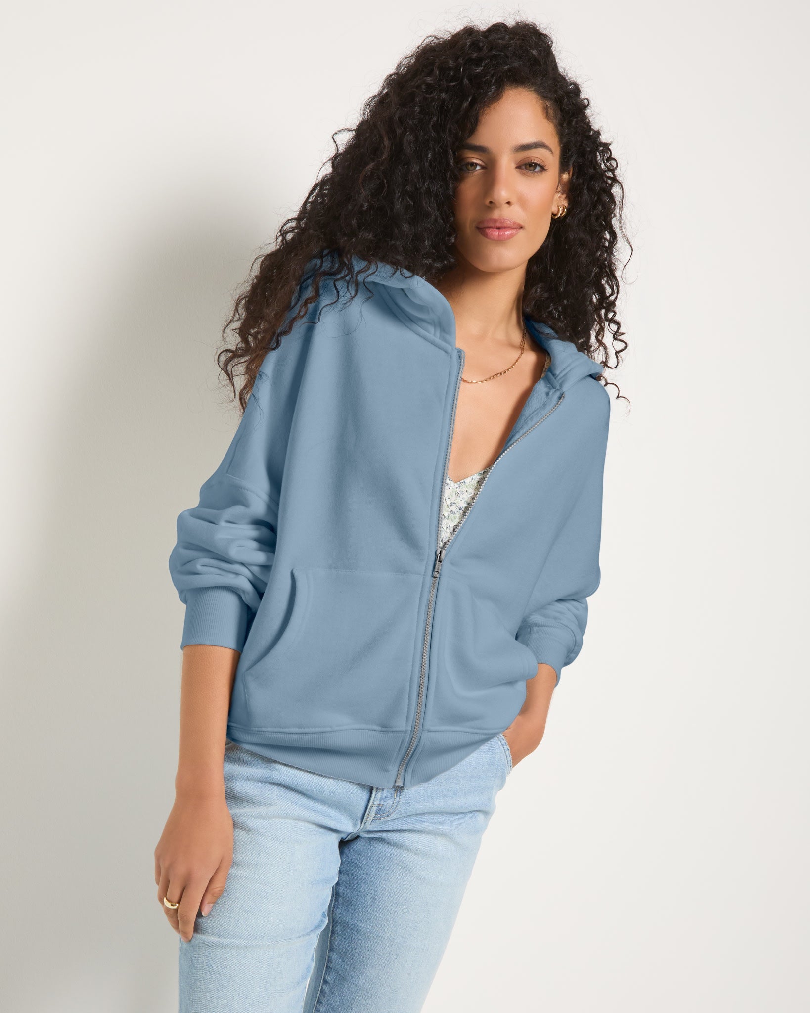 French Blue $|& SEAS Reef Tide Zip Hoodie - SOF Full Front
