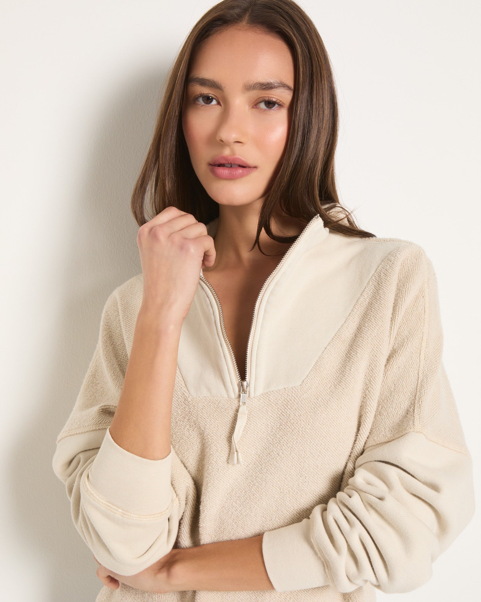 Washed Birch $|& SEAS Terra Half Zip Sweatshirt - SOF Front