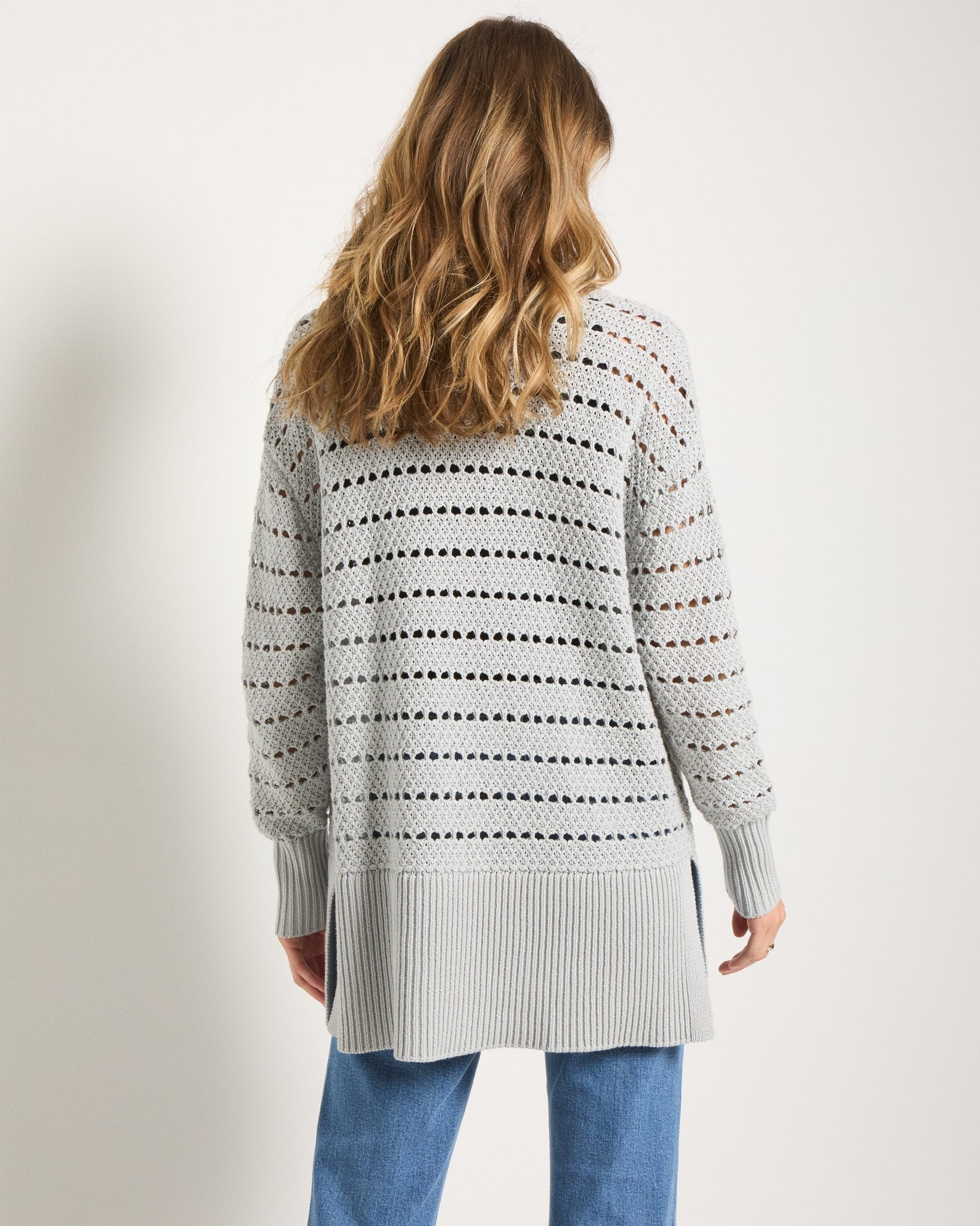 Blue Ash $|& SEAS Oasis Crochet Cardigan - SOF Back
