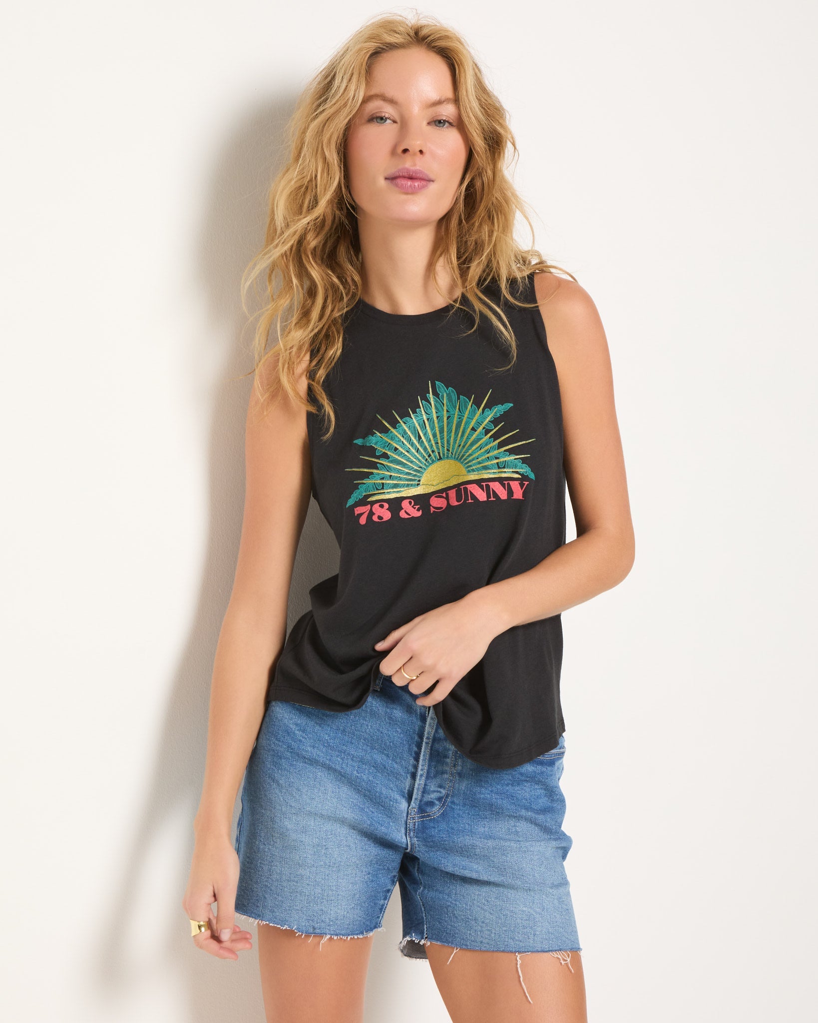 Black $|& SEAS Grace 78&Sunny Muscle Tank - SOF Front