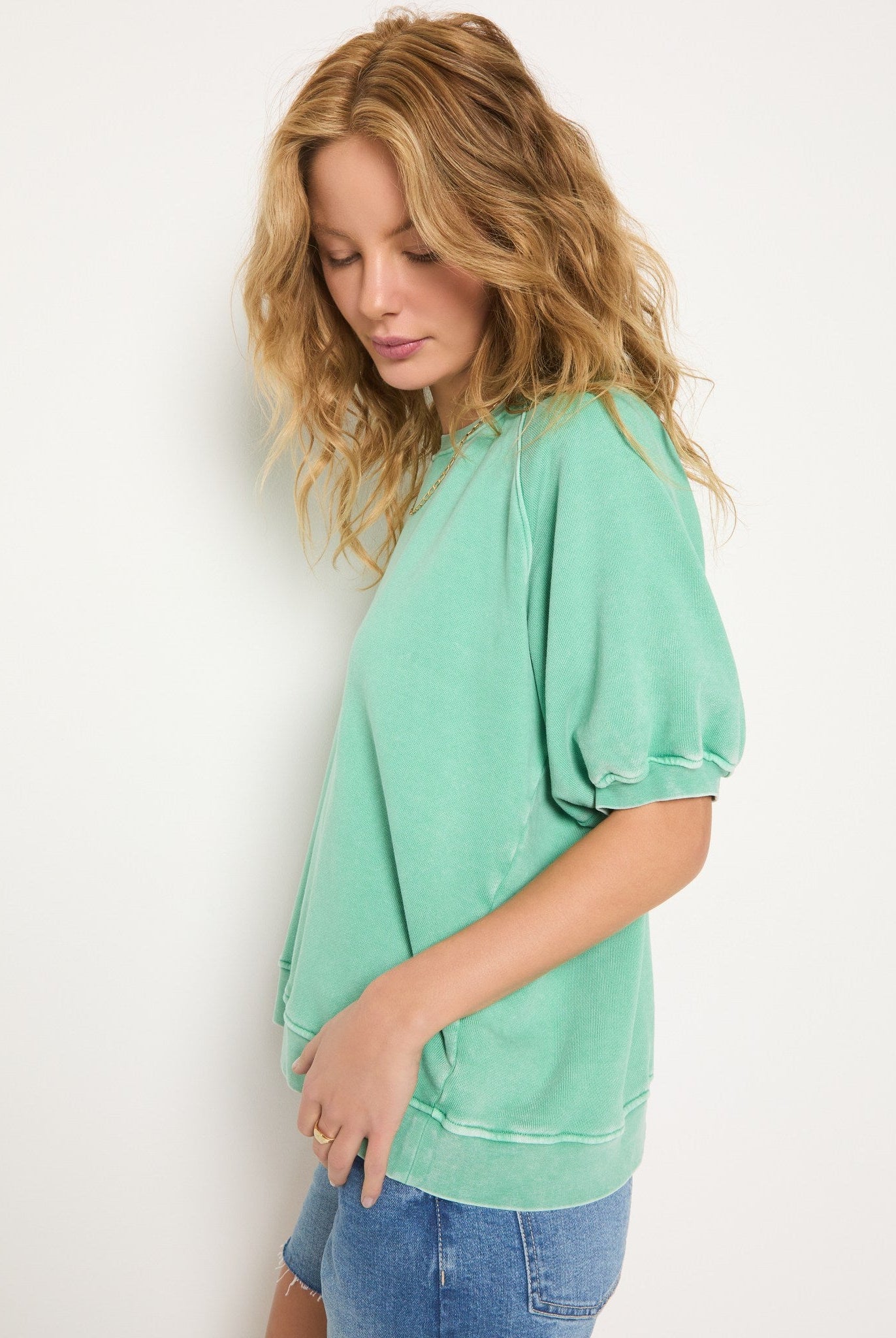 Washed Green Apple $|& SEAS Sundeck Short Sleeve Sweatshirt - VOF Front