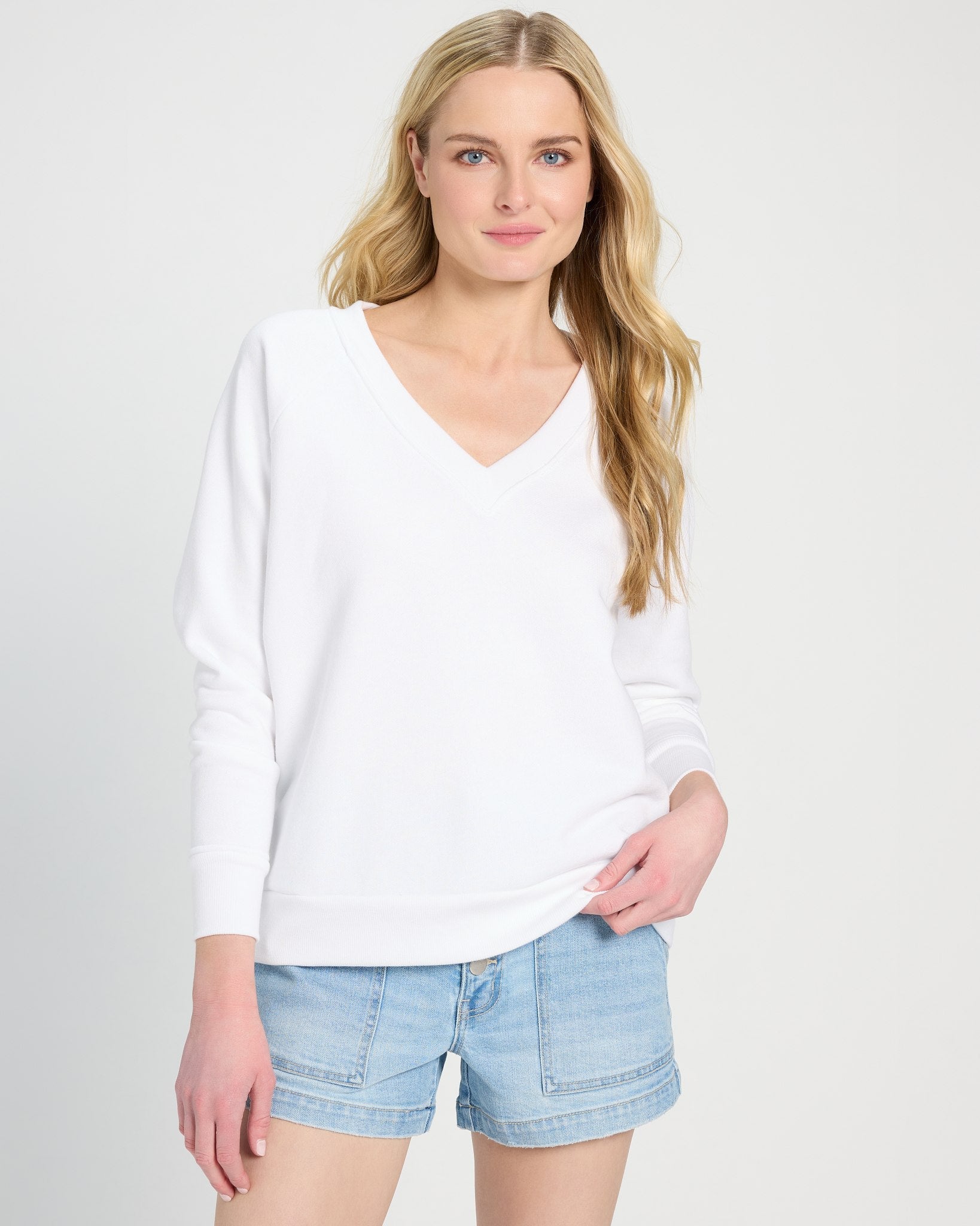 White $|& SEAS Breaker V-Neck Sweatshirt - SOF Front