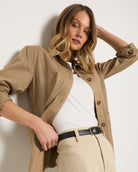 Washed Khaki $|& SEAS Pierside Twill Chore Jacket - VOF Front