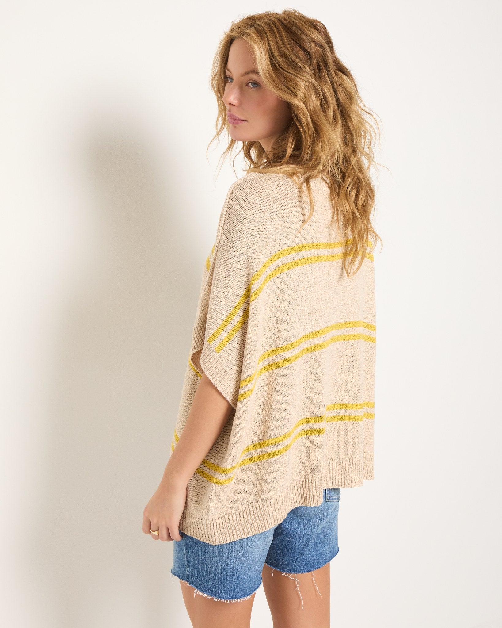 Birch Stripe $|& SEAS Wavetide Stripe V-Neck Sweater Tee - SOF Back