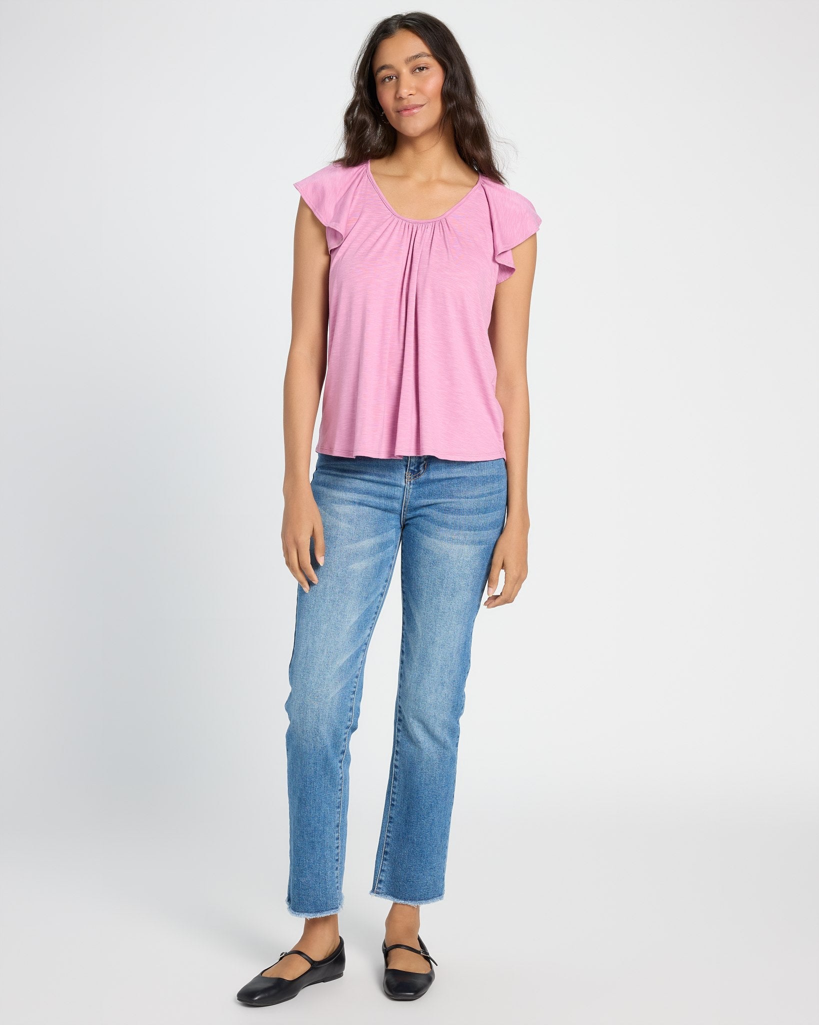 Mauve Mist $|& SEAS Slub Flutter Sleeve Top - UGC On Fig