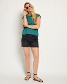 Deep Teal $|& SEAS Brentwood Boat Neck Top - SOF Side