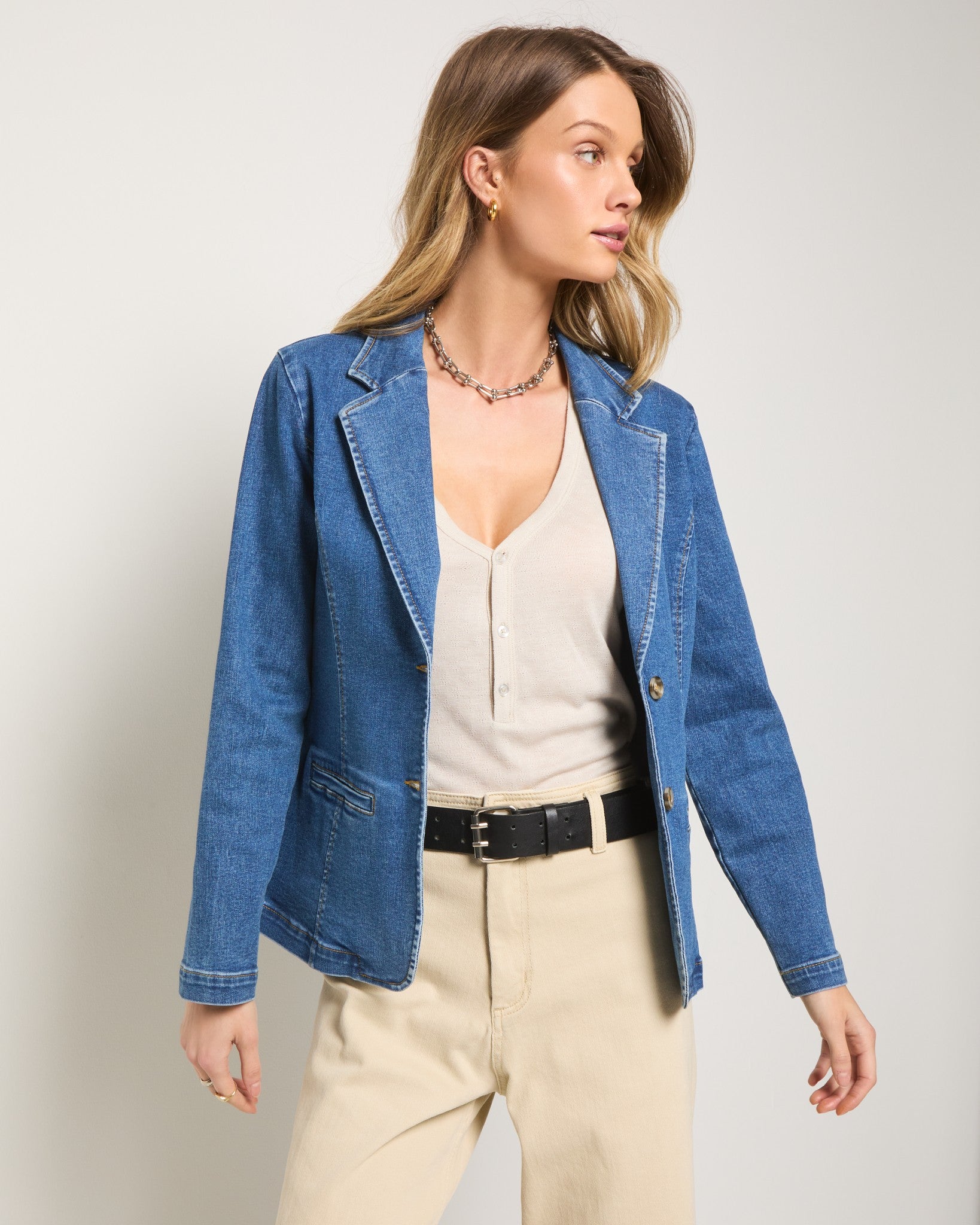 Medium Wash $|& SEAS Pacific Heights Blazer - SOF Front
