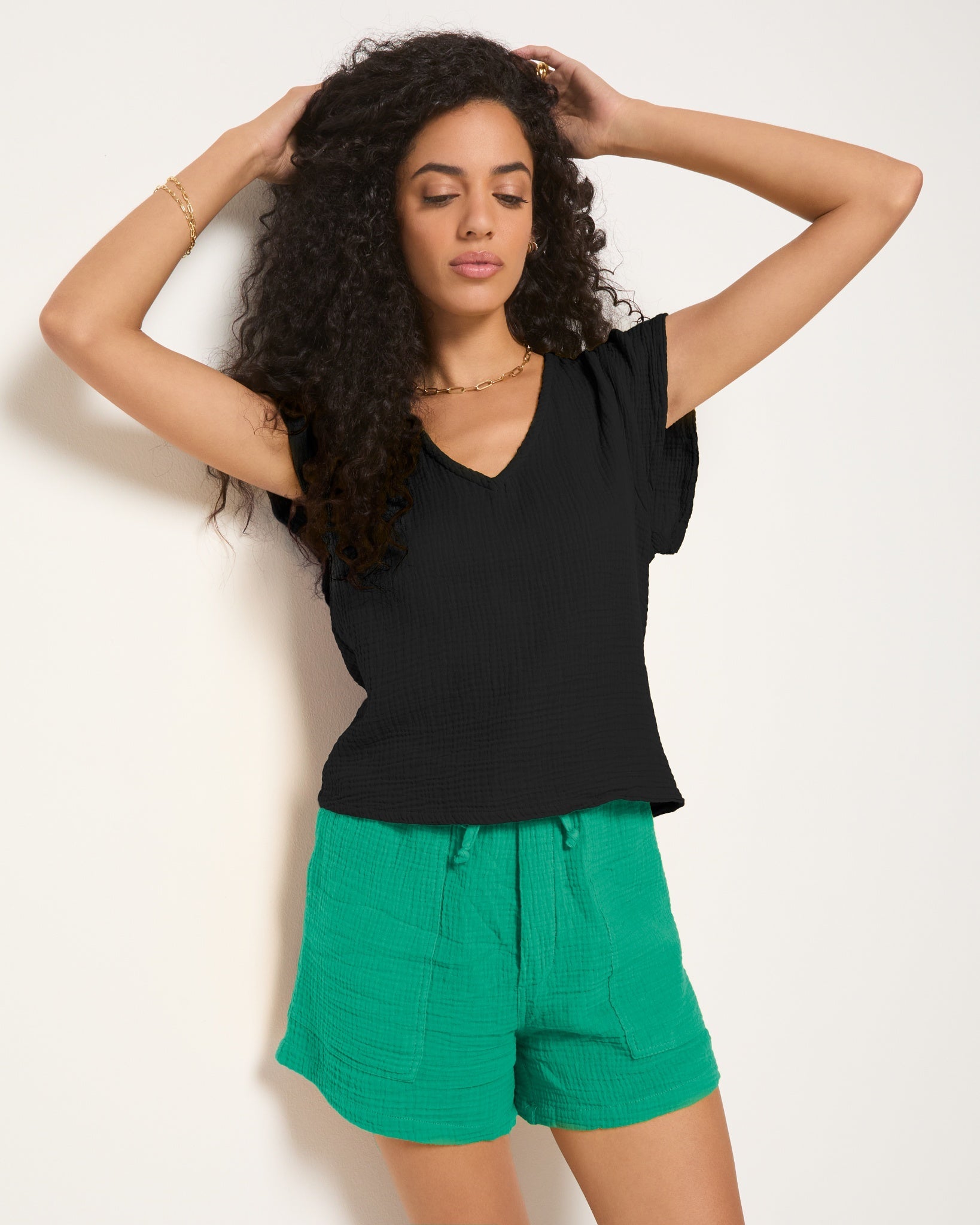 Green Apple $|& SEAS Seafoam Gauze Short - SOF Full Front