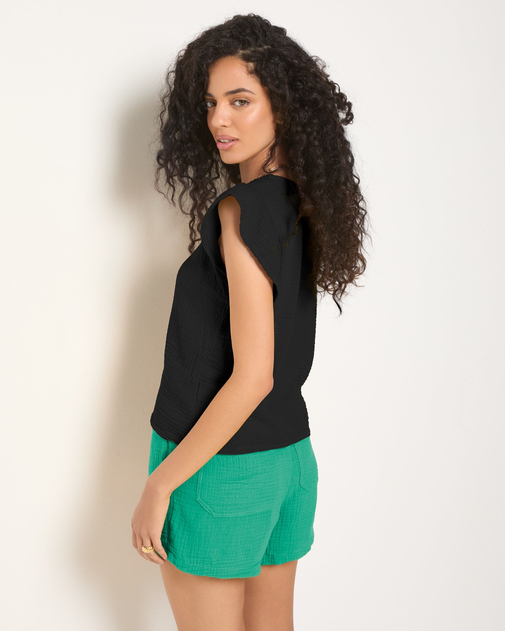 Green Apple $|& SEAS Seafoam Gauze Short - SOF Back