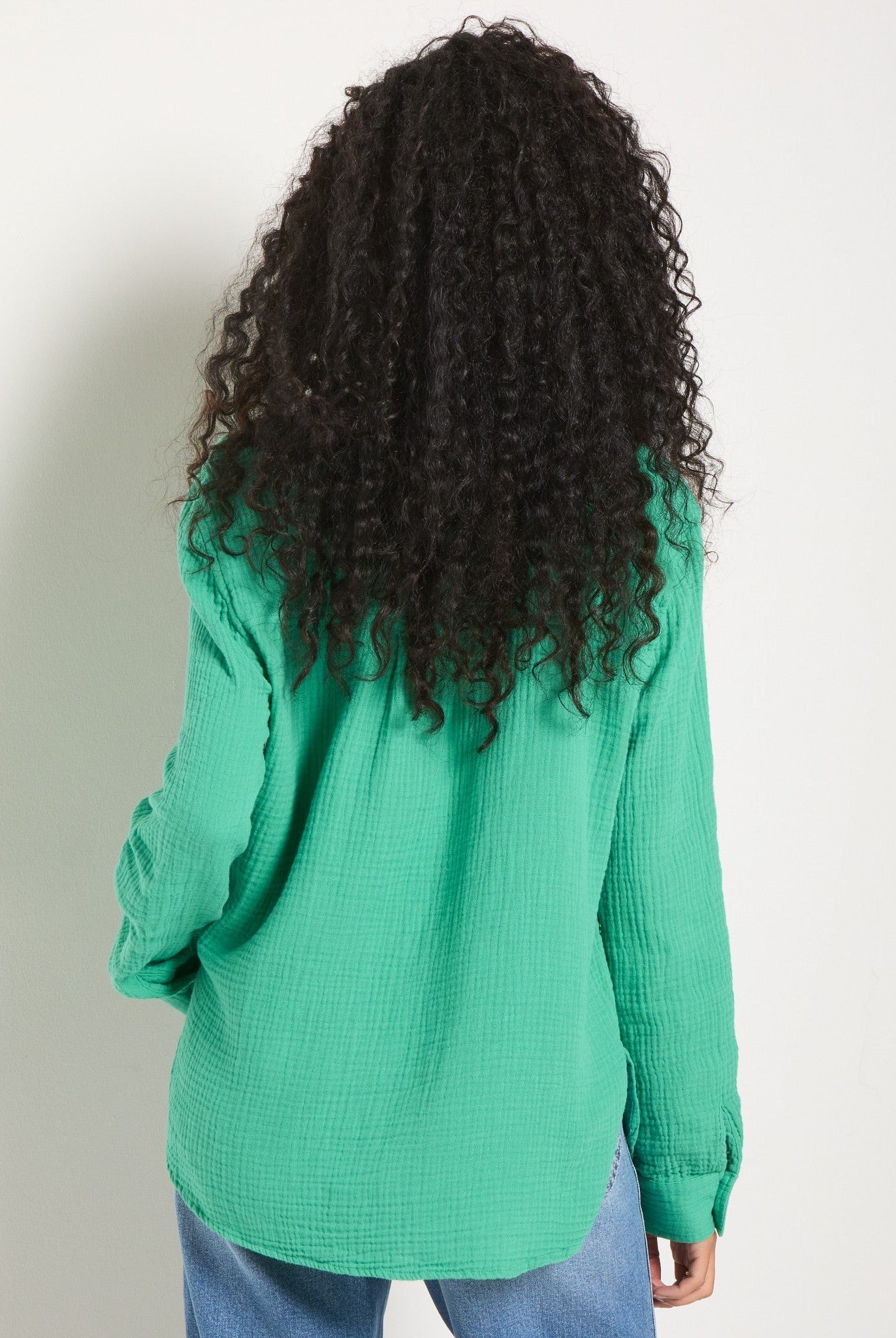 Green Apple $|& SEAS Whitecap Gauze Button Up Shirt - SOF Back