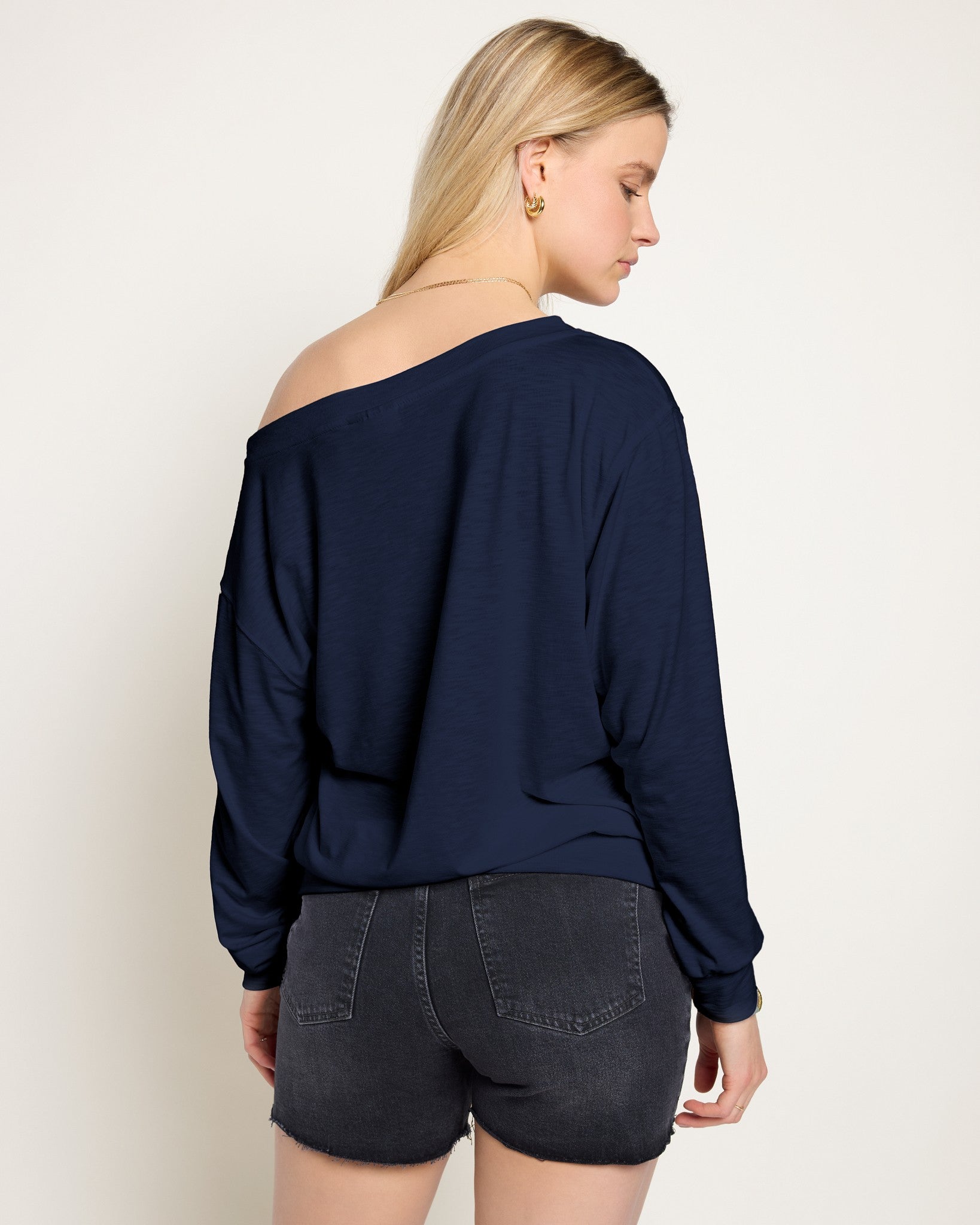 Sapphire $|& SEAS Brooksville Slub Off The Shoulder Top - SOF Back