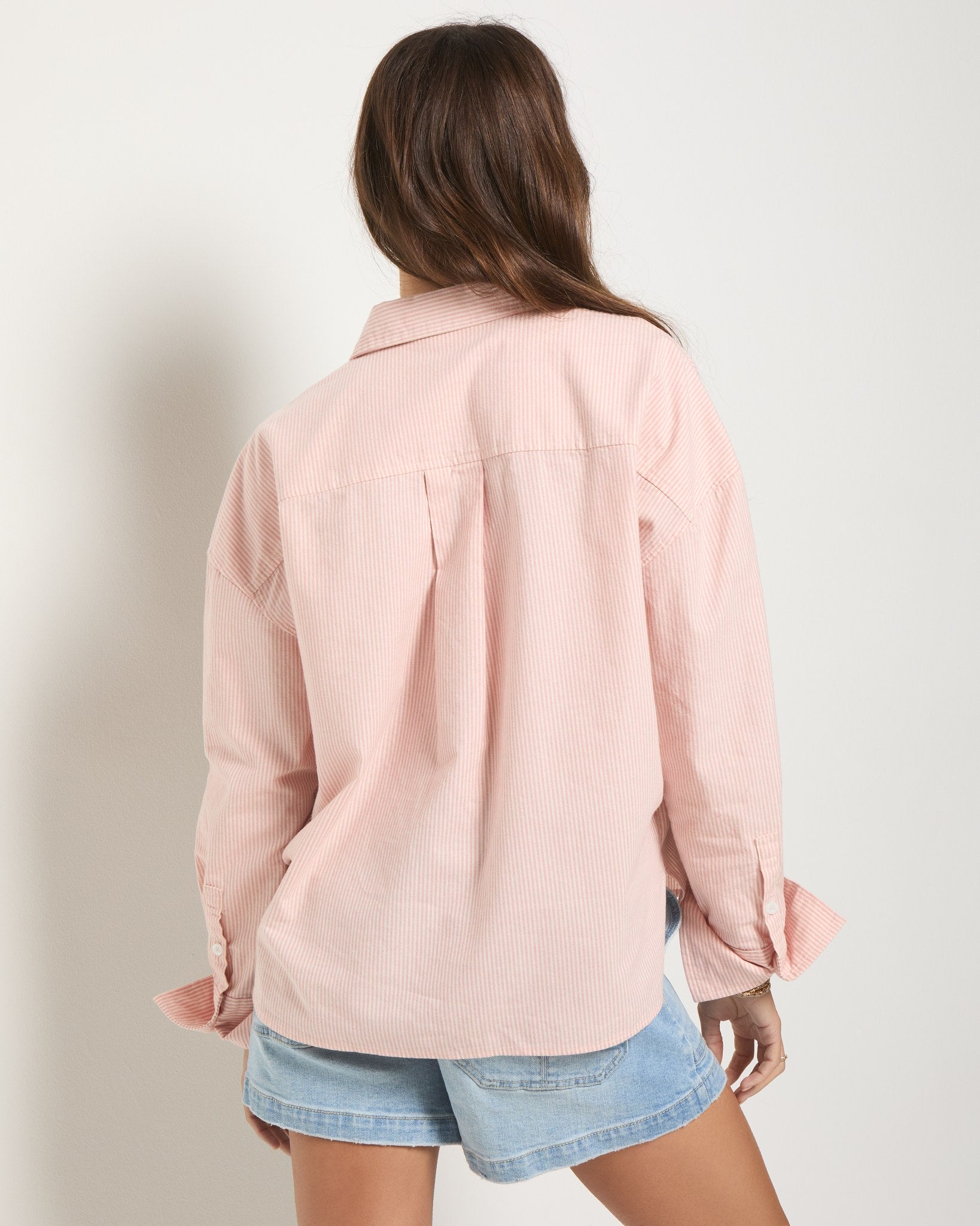 Pink Stripe $|& SEAS Jetty Button Up Shirt - SOF Back