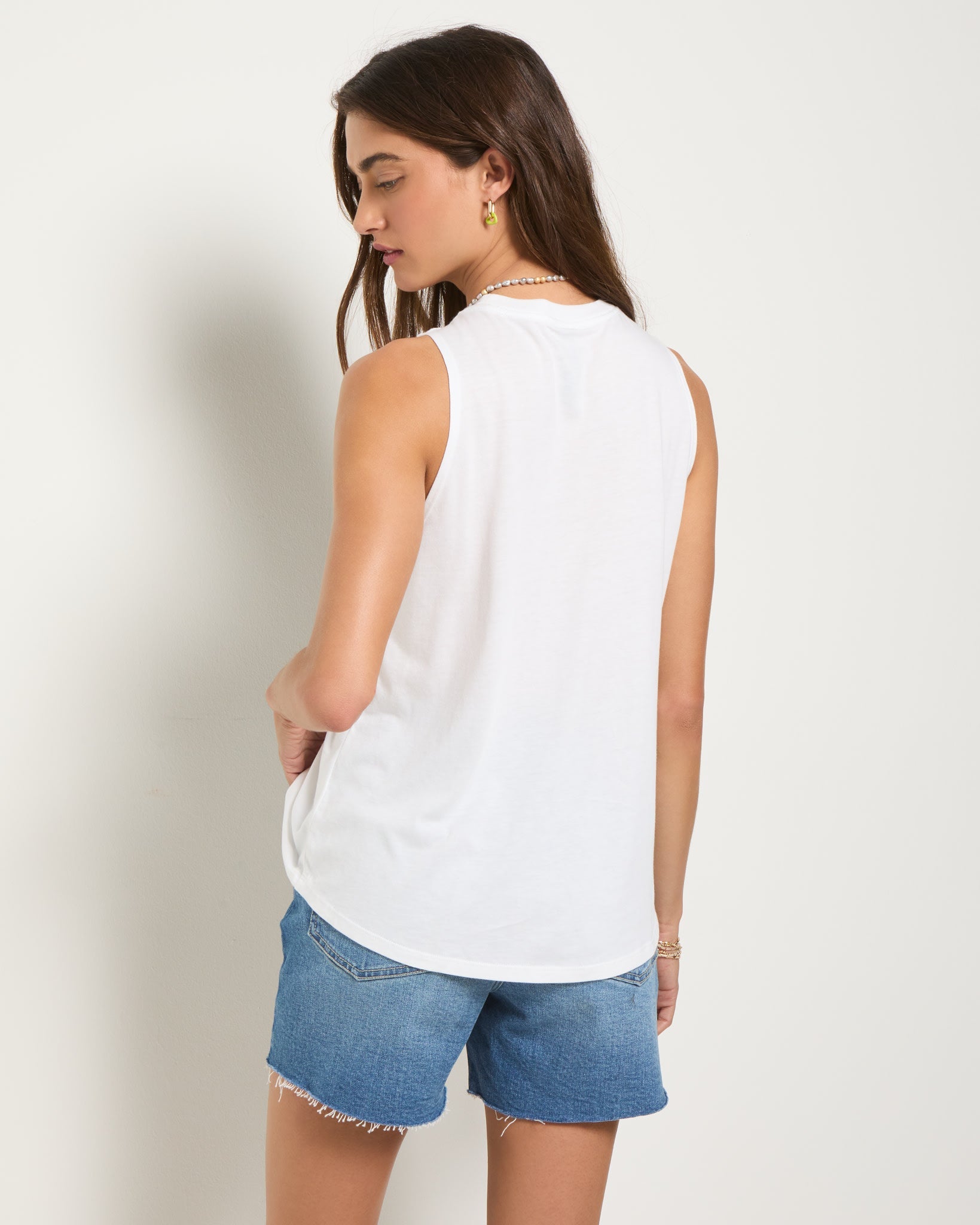 White $|& SEAS Grace 78 & Sunny Graphic Muscle Tank - SOF Back