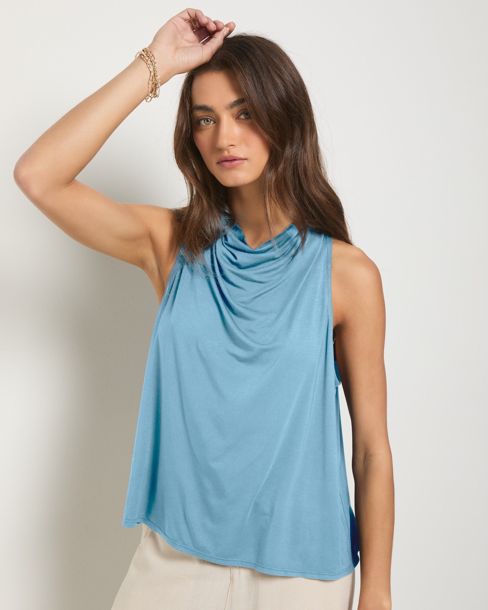 Wave $|& SEAS Haven Cowl Neck Tank - VOF Front