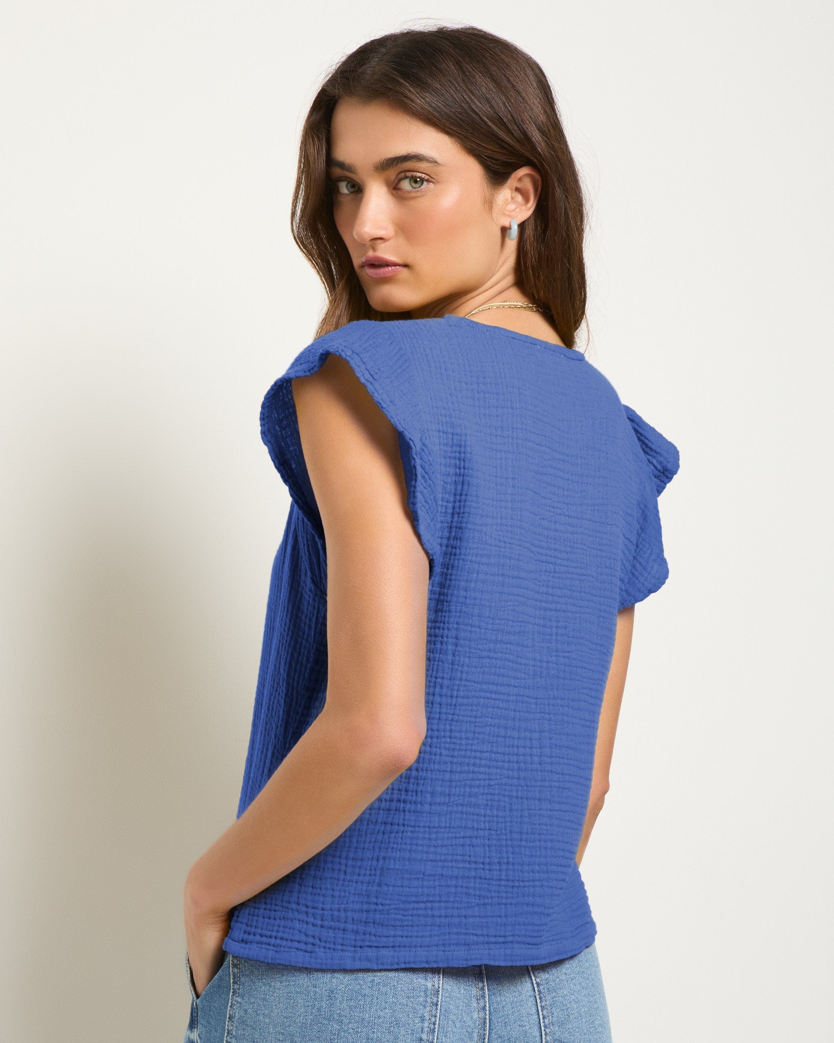 Clearwater $|& SEAS Gulls Gauze Tank - SOF Back