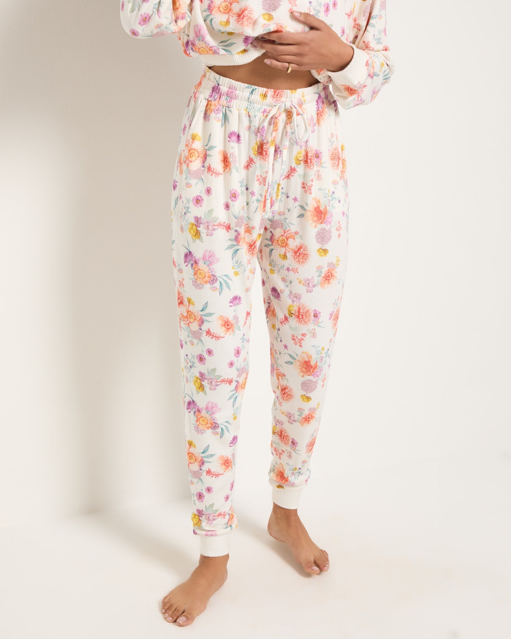 Cream Floral $|& SEAS Floral Hacci Jogger - SOF Front