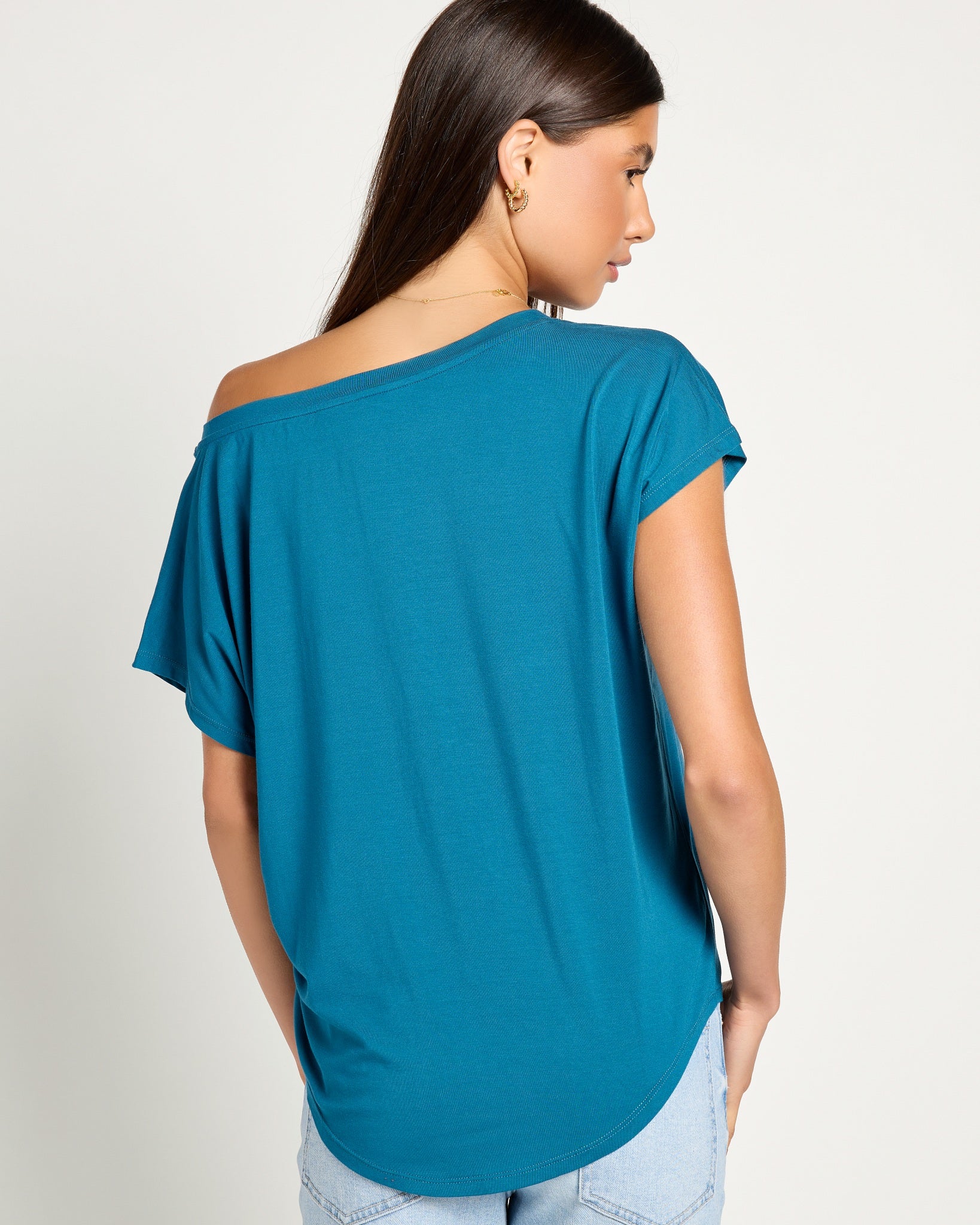 Deep Sea $|& SEAS Edgewater Off The Shoulder Tee - SOF Back