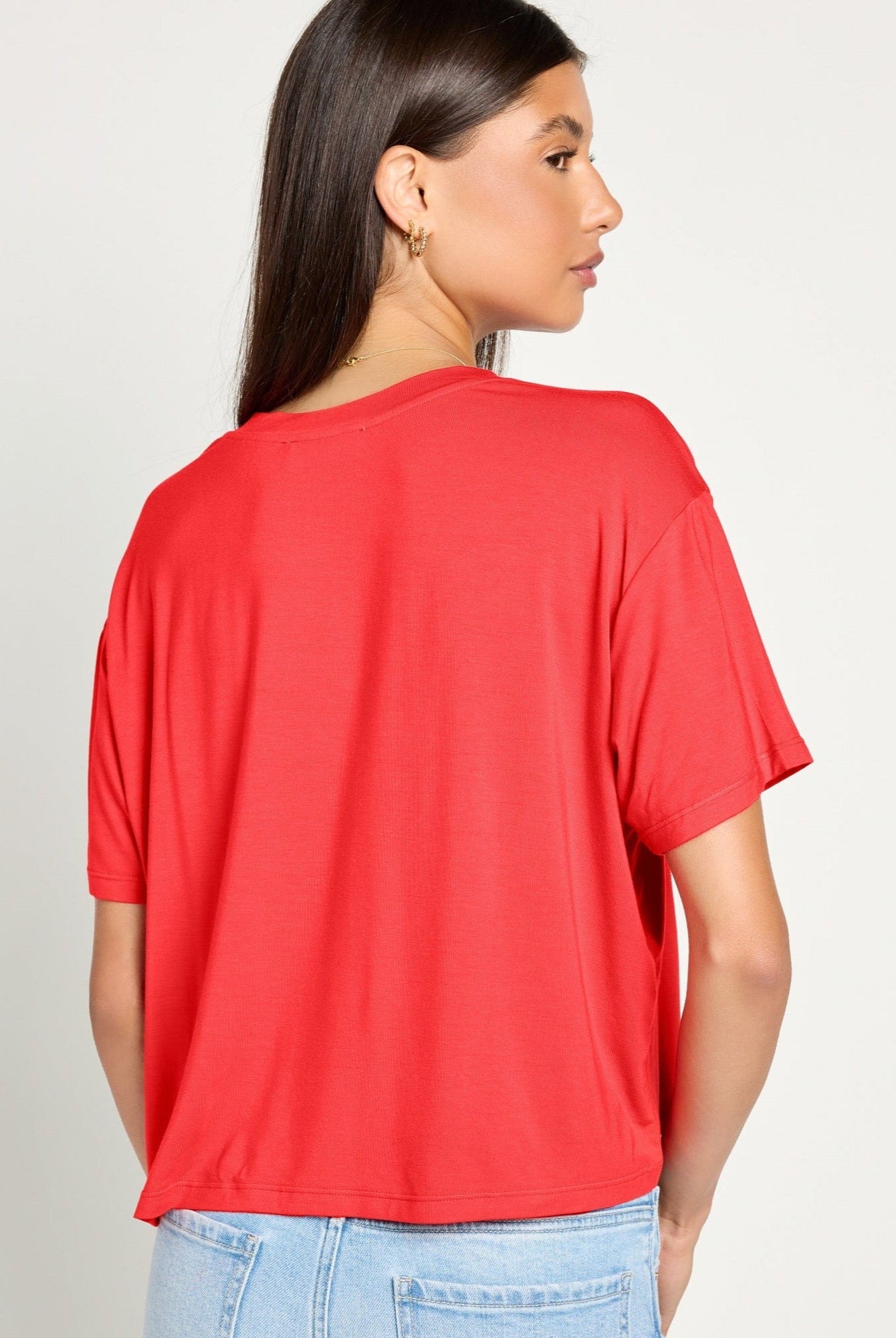 Pomegranate $|& SEAS Newport Cropped Tee - SOF Back