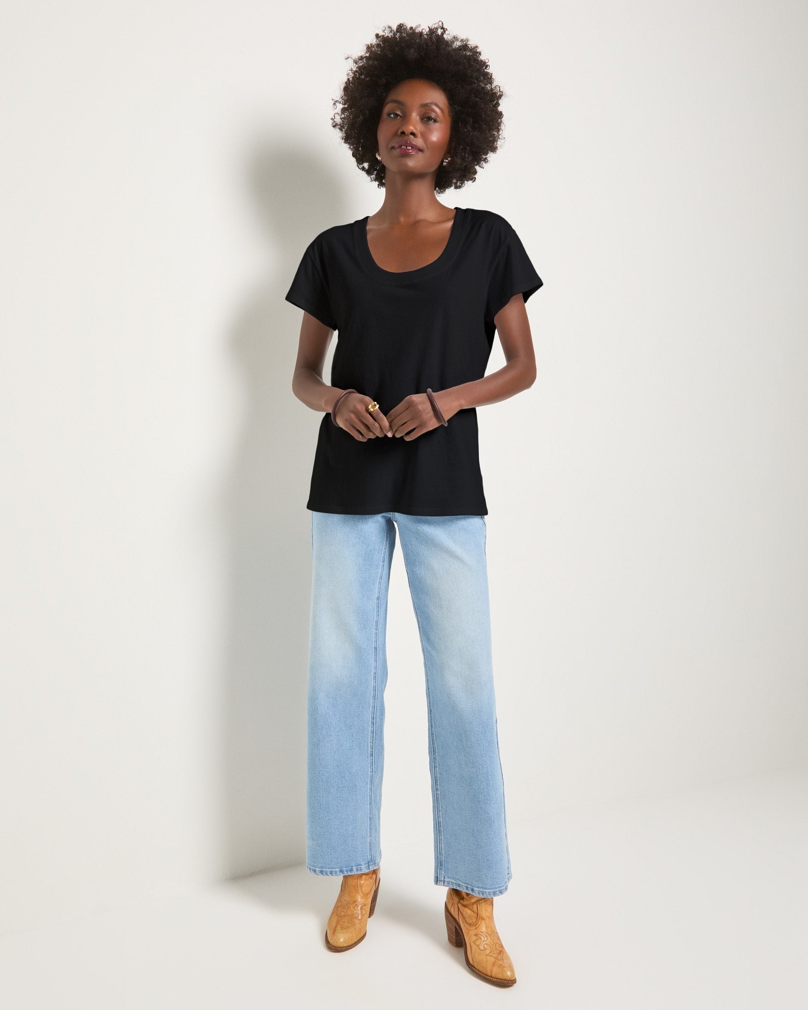 Faded Black $|& SEAS Beachside Scoop Neck Tee - VOF Front