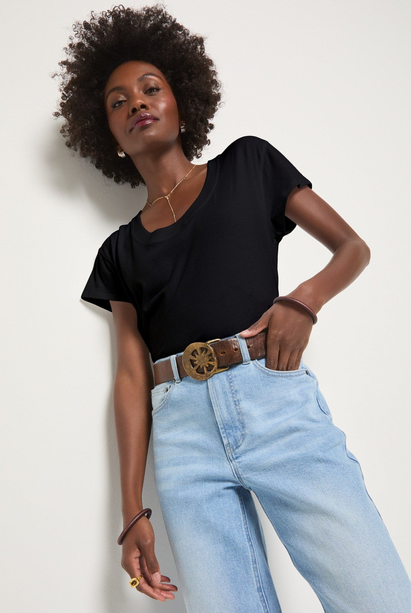 Faded Black $|& SEAS Beachside Scoop Neck Tee - SOF Front