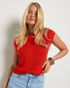 Pomegranate $|& SEAS Sunkissed Knot Front Tank - SOF Front