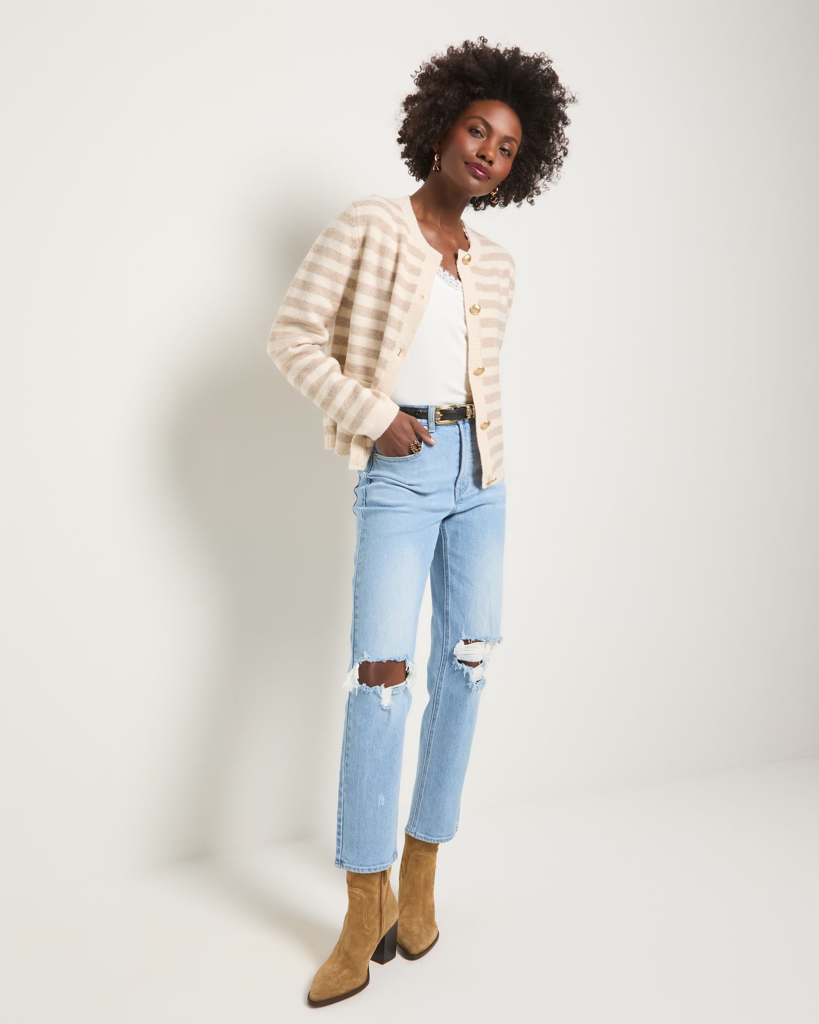 Cream Stripe $|& SEAS Coral Charm Cardigan - UGC On Fig